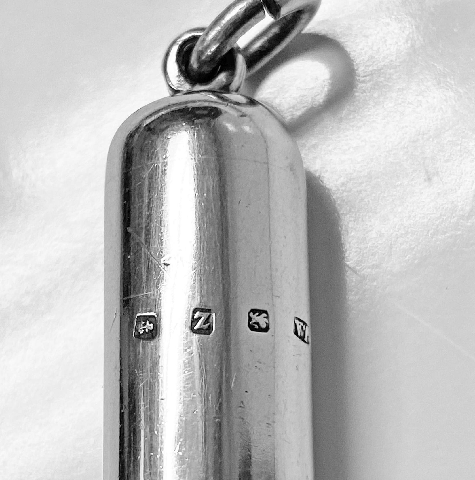 19th Century Antique Silver Whistle, Birmingham 1899 Joseph Adelman