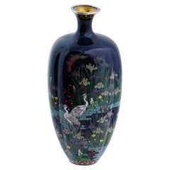 Antico vaso a filo d'argento Meijie Japanese Cloisonne Enamel Ota Kichisaburo School