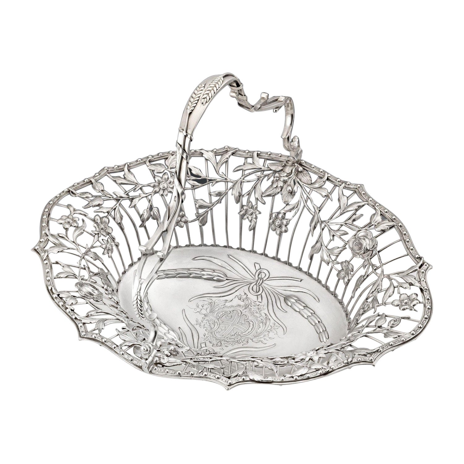 Antiker Brotkorb aus Silber mit Drahtarbeit von John Henry Vere & William Lutwyche, 1764 im Angebot