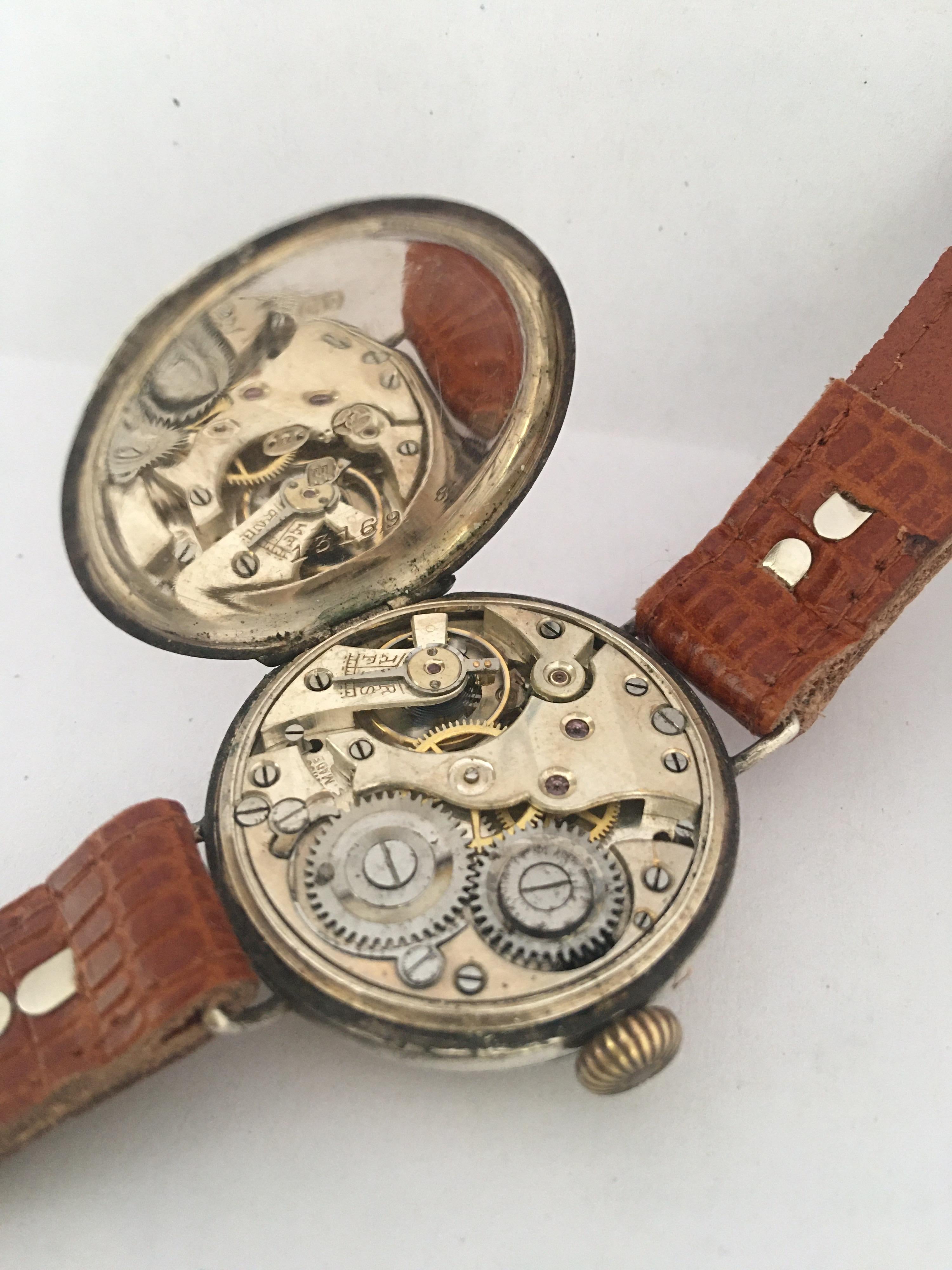 Antique Silver WW1 Period Mechanical Gentlemen’s Trench Watch 3