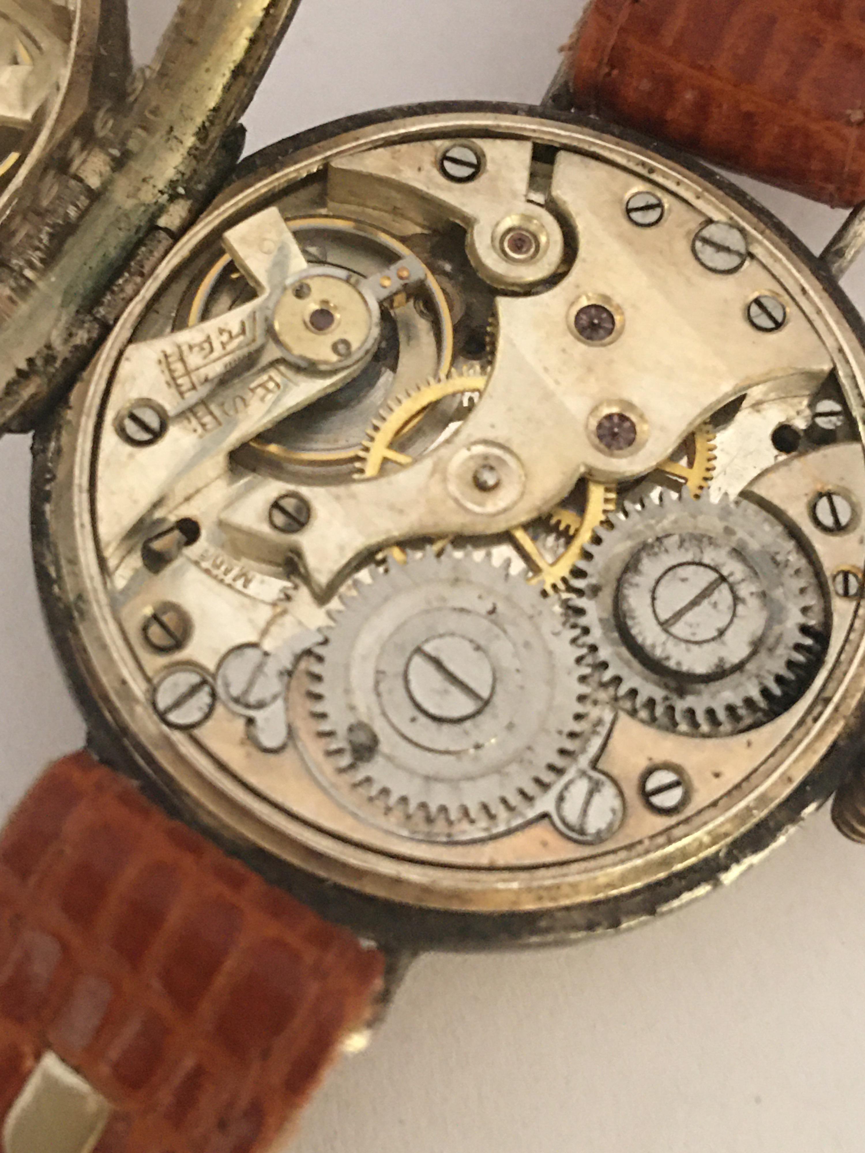 Antique Silver WW1 Period Mechanical Gentlemen’s Trench Watch 4