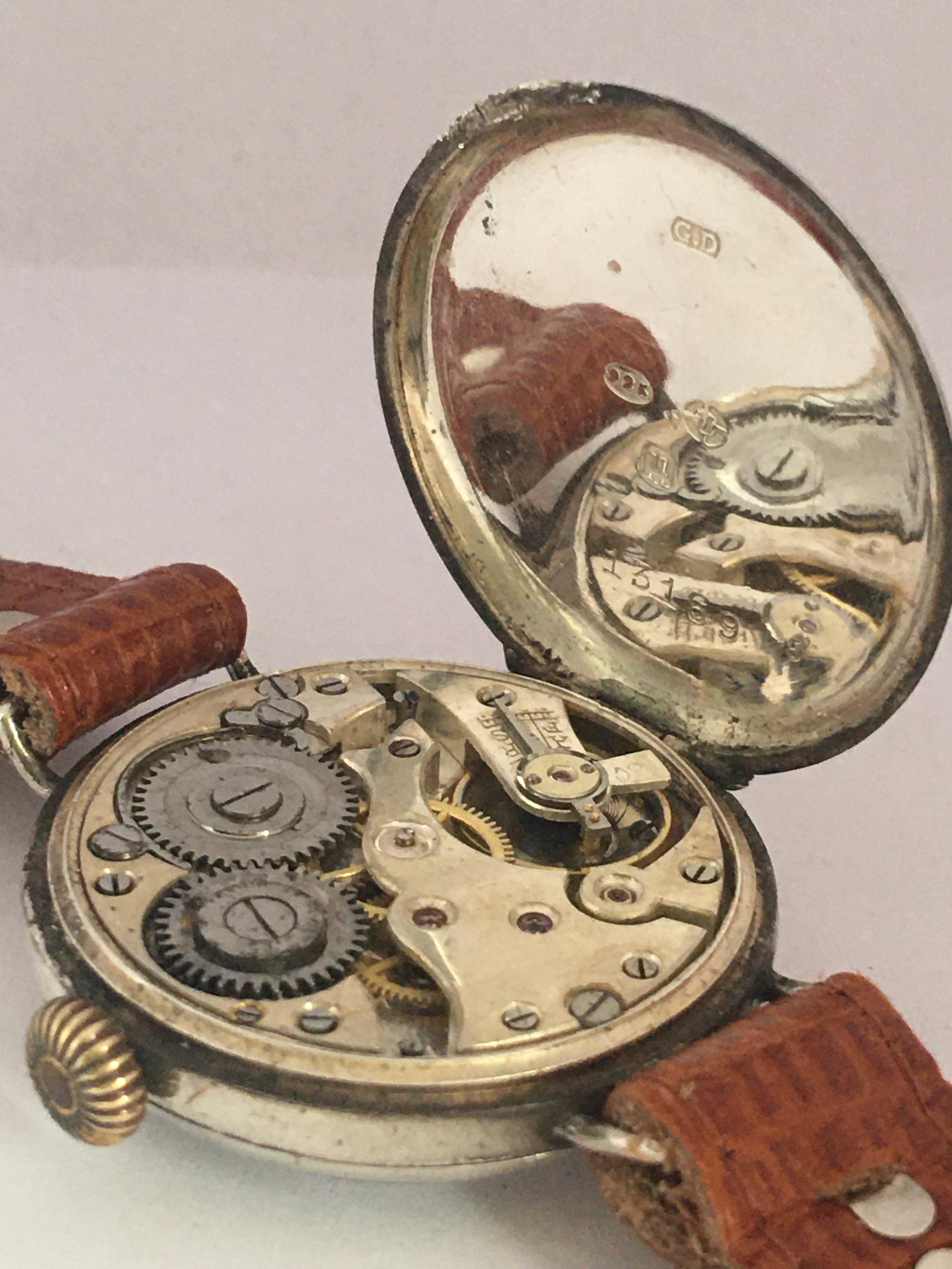 Antique Silver WW1 Period Mechanical Gentlemen’s Trench Watch 5