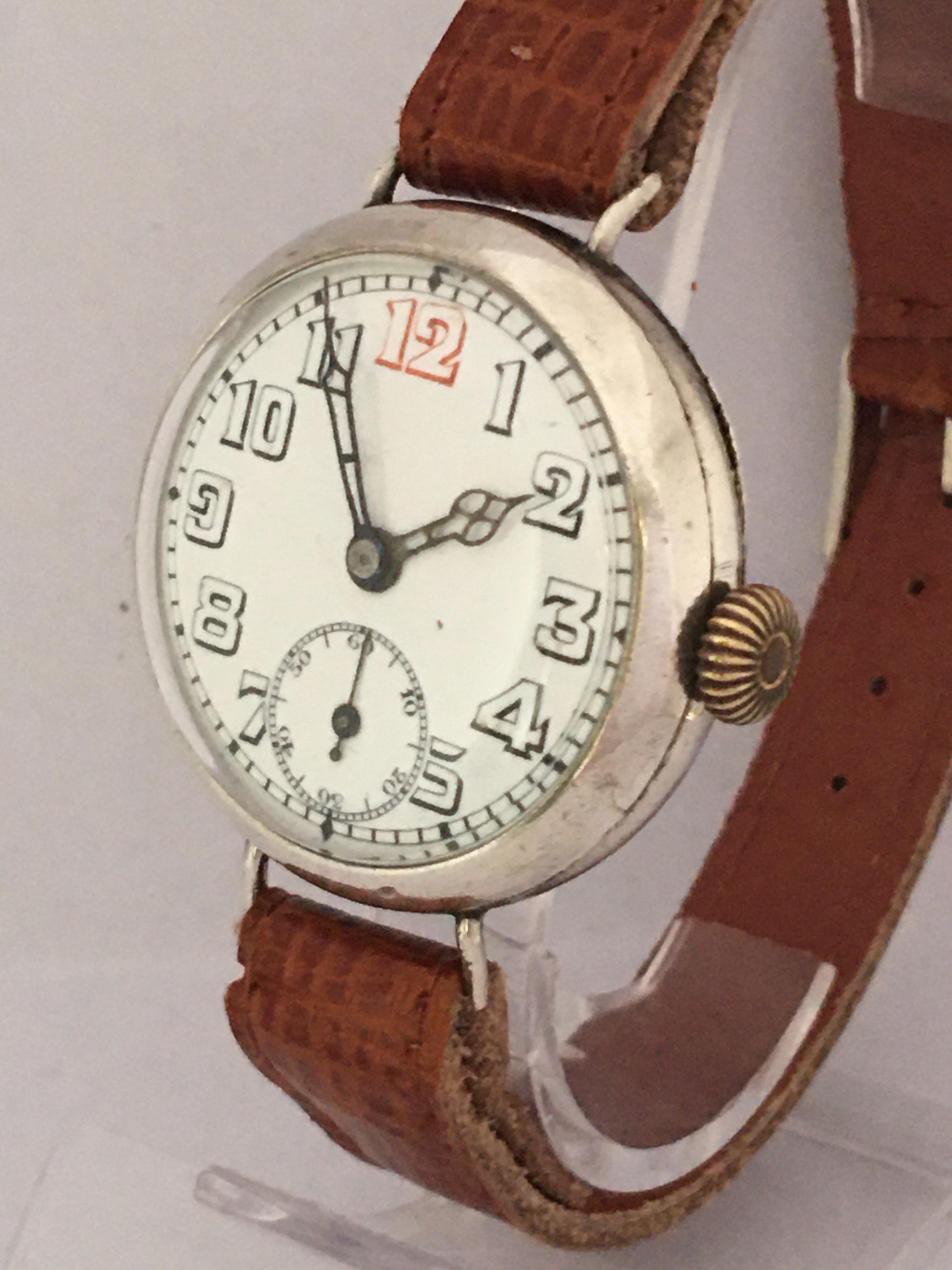 Antique Silver WW1 Period Mechanical Gentlemen’s Trench Watch 8
