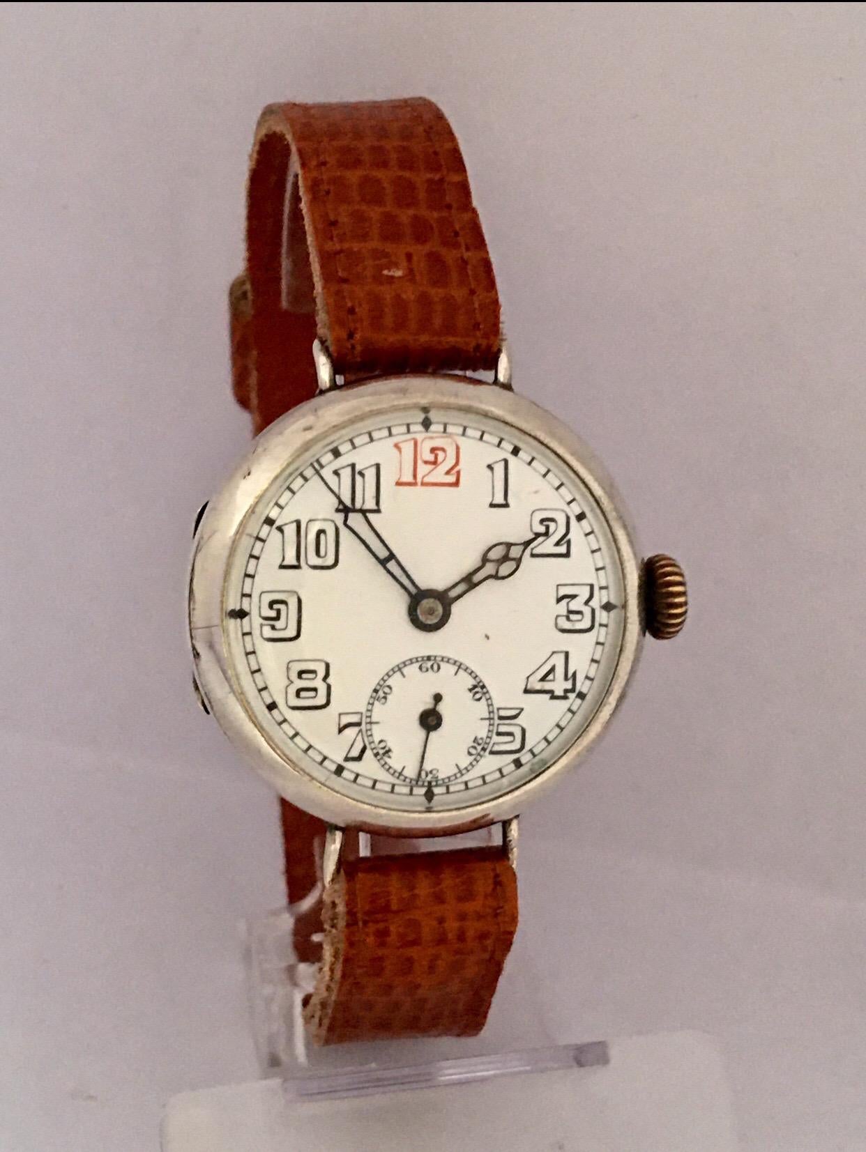 Antique Silver WW1 Period Mechanical Gentlemen’s Trench Watch 9