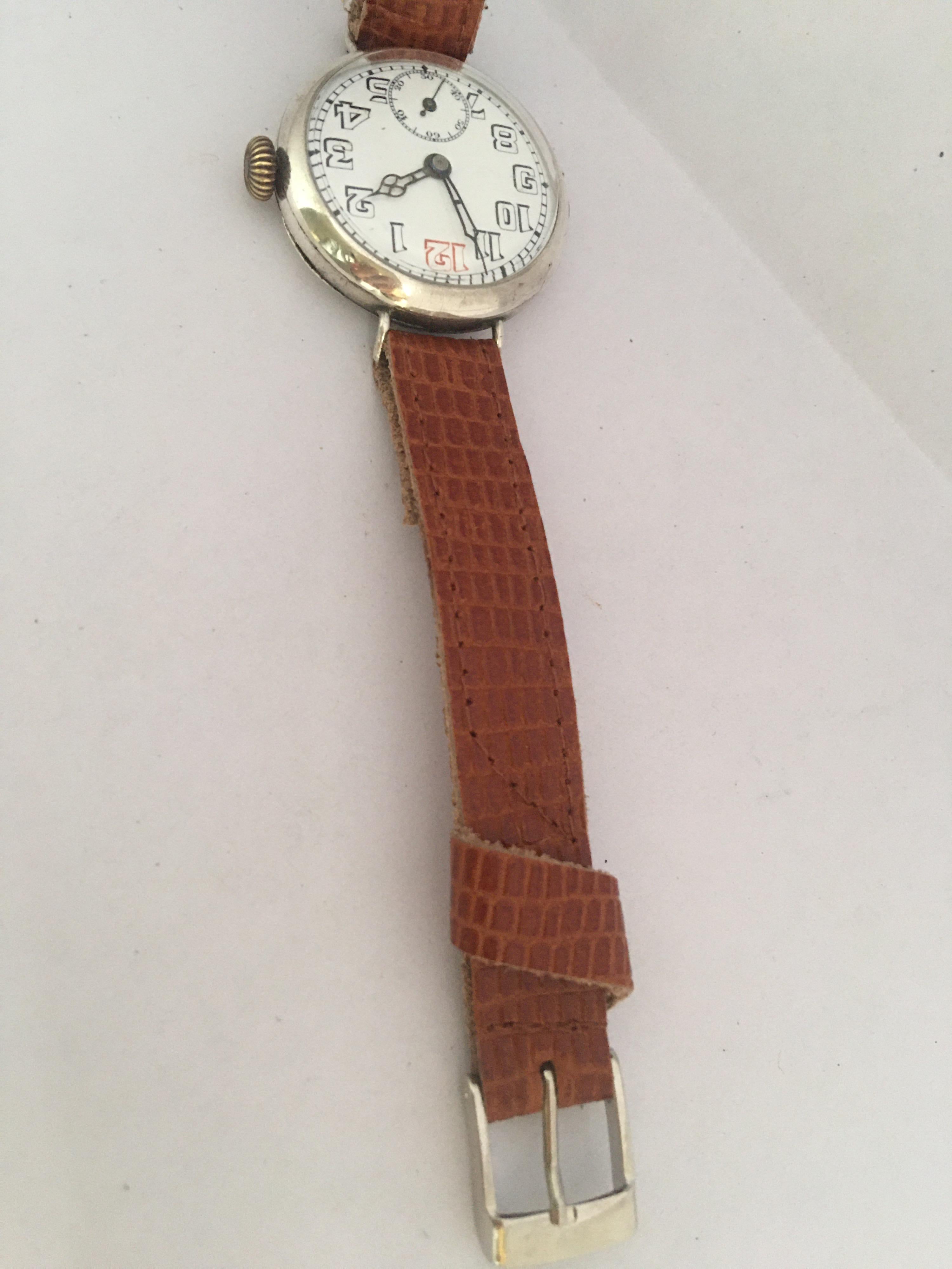 Antique Silver WW1 Period Mechanical Gentlemen’s Trench Watch 1