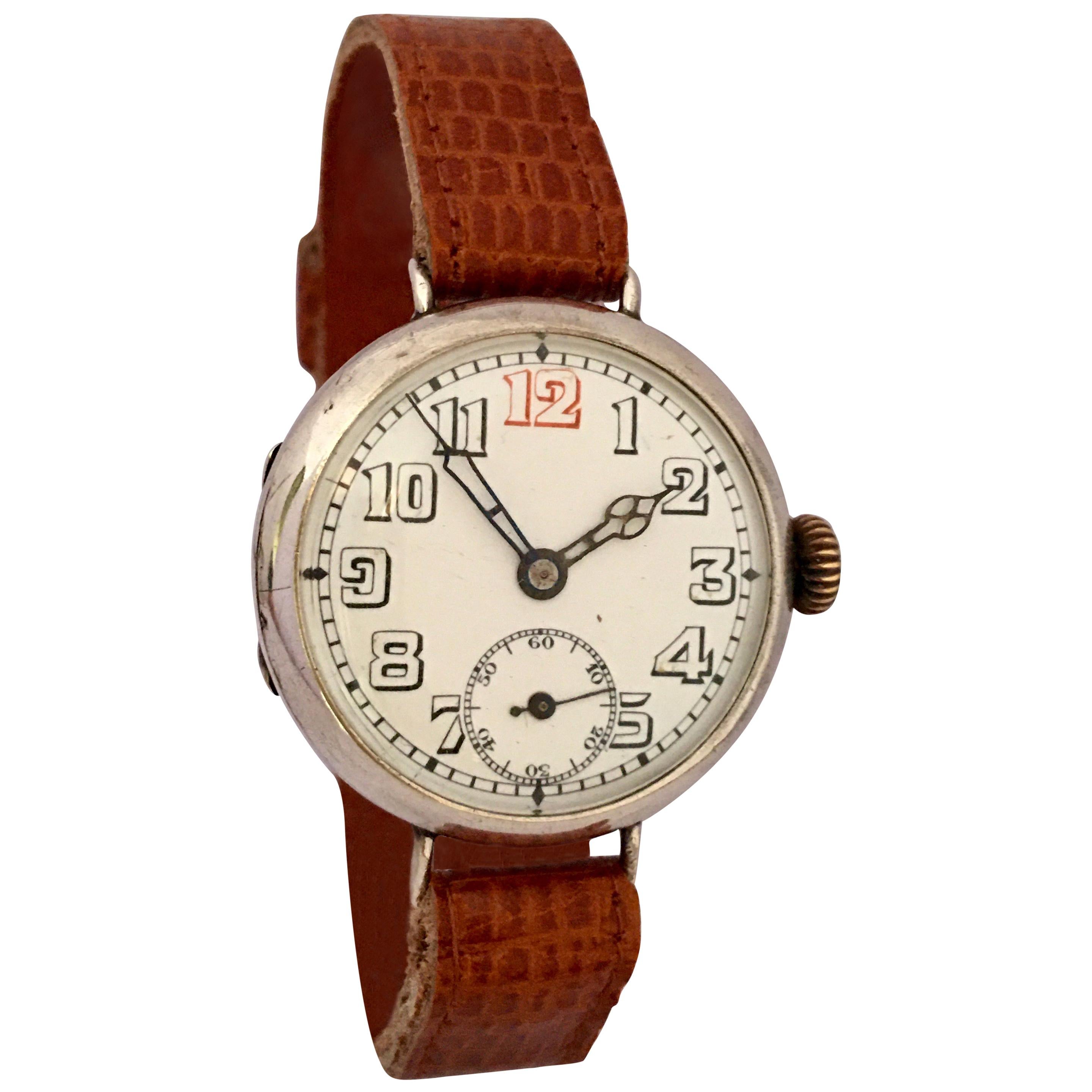 Antique Silver WW1 Period Mechanical Gentlemen’s Trench Watch