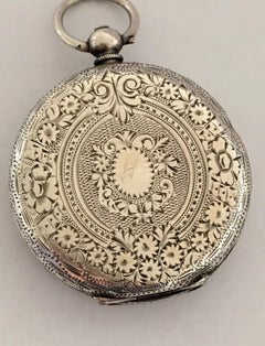 Antique Silver Yellow Enamel Dial Pocket Watch
