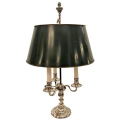 Antique Silvered Bronze Bouillotte Lamp