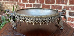 Antique Silvered Bronze Bowl Dragons Griffins Renaissance Revival Centerpiece