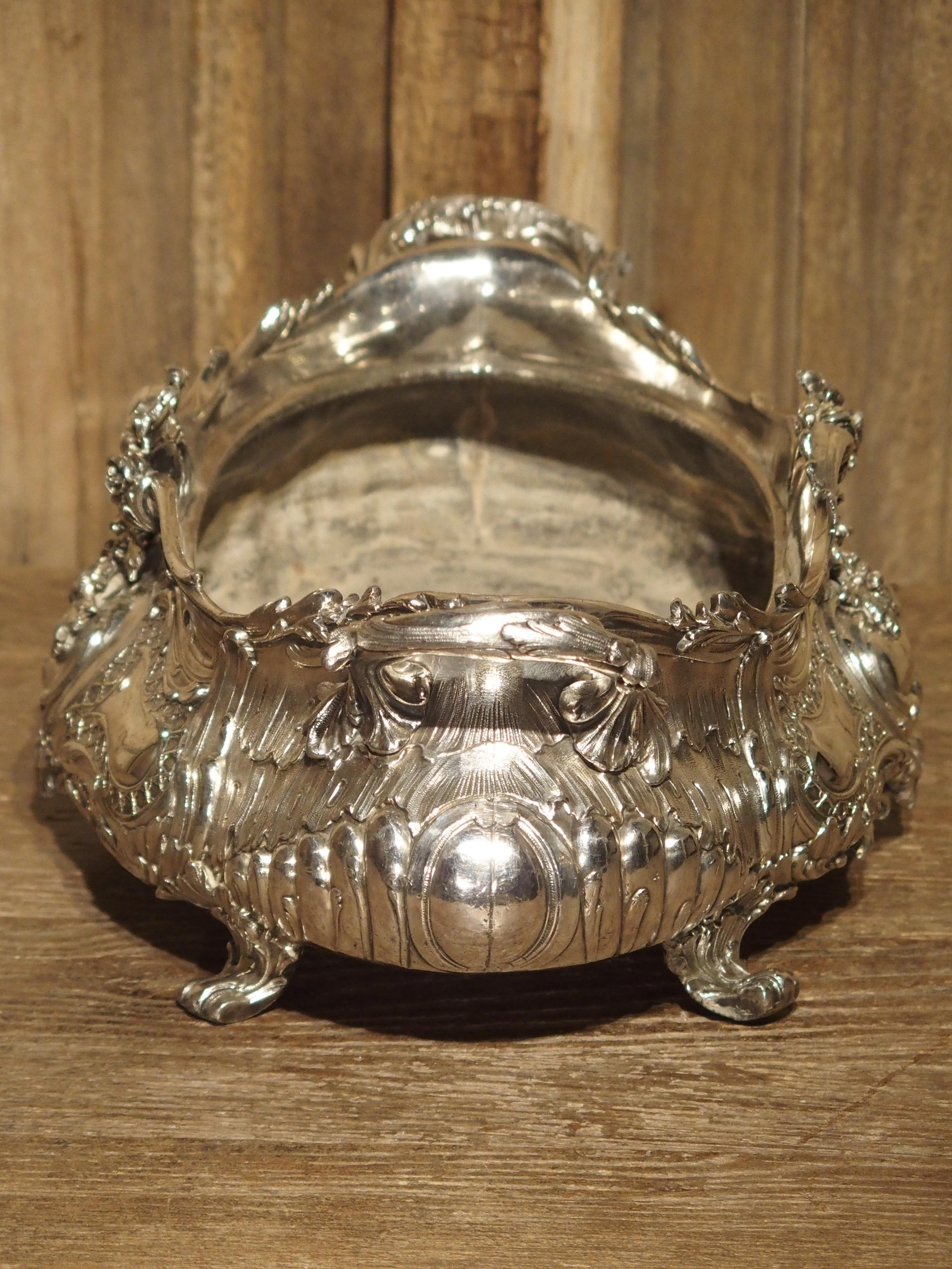 Antique Silvered Bronze Jardinière from France, 19th Century 7