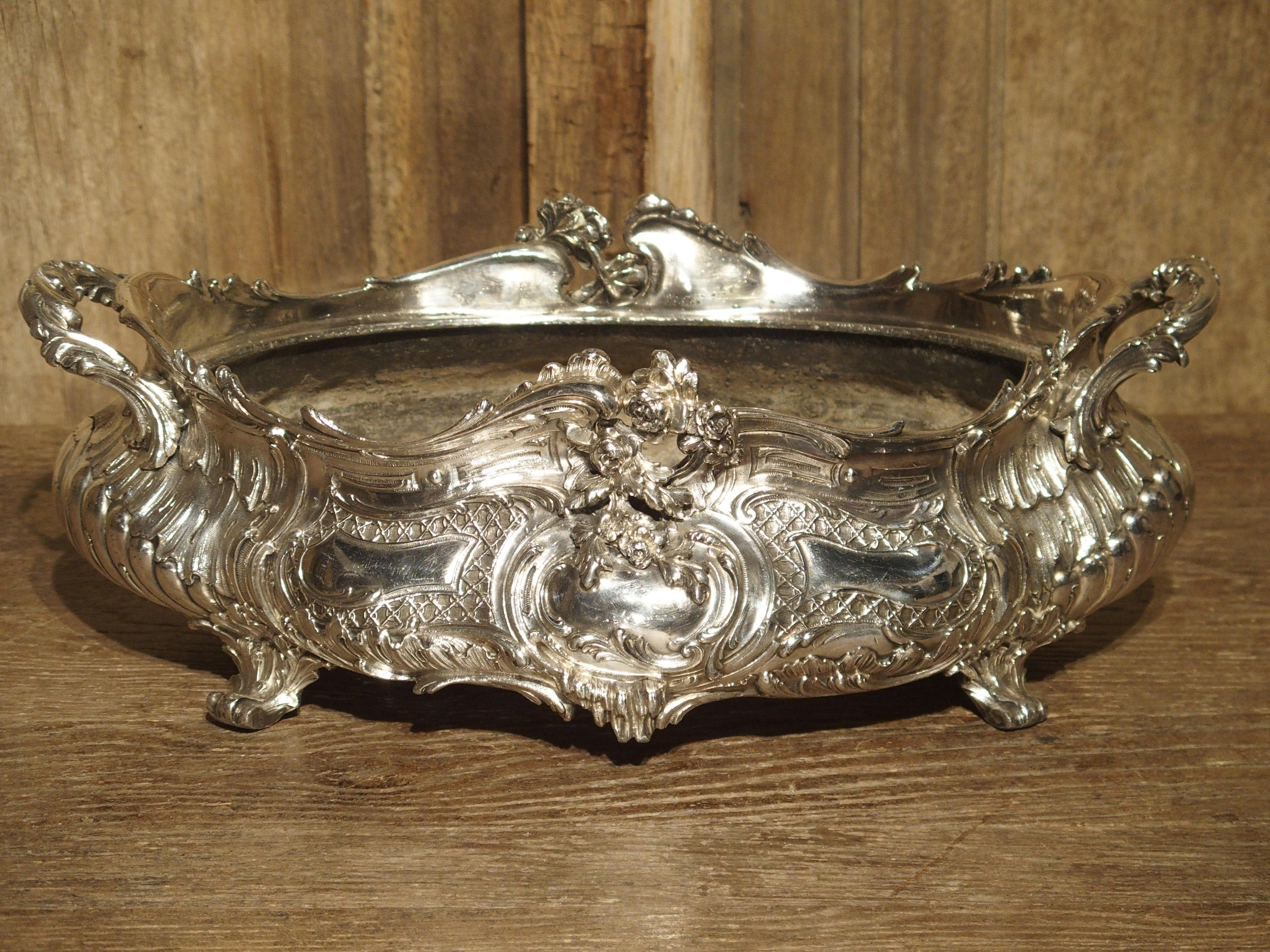 Antique Silvered Bronze Jardinière from France, 19th Century 10