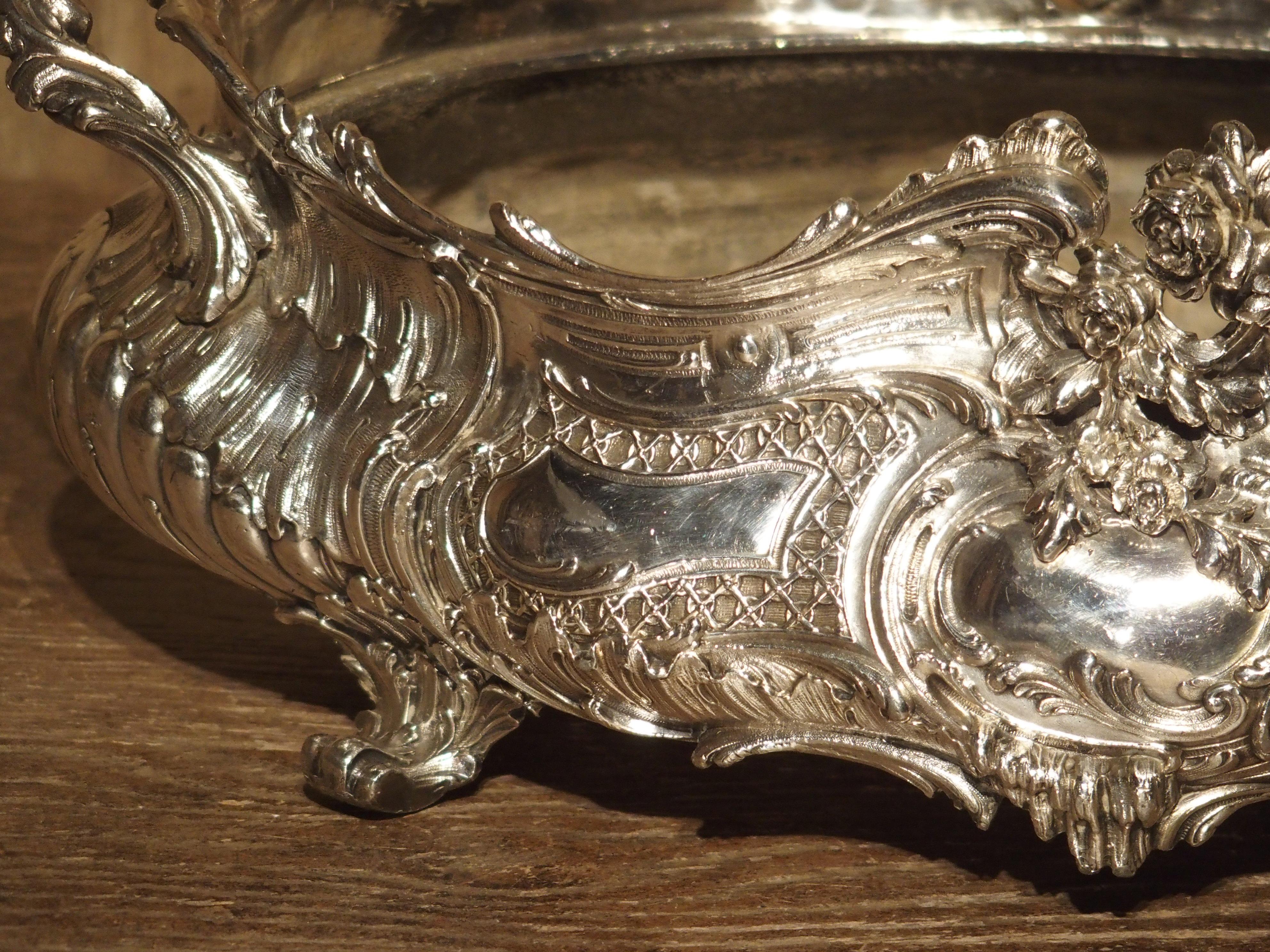 Antique Silvered Bronze Jardinière from France, 19th Century In Good Condition In Dallas, TX