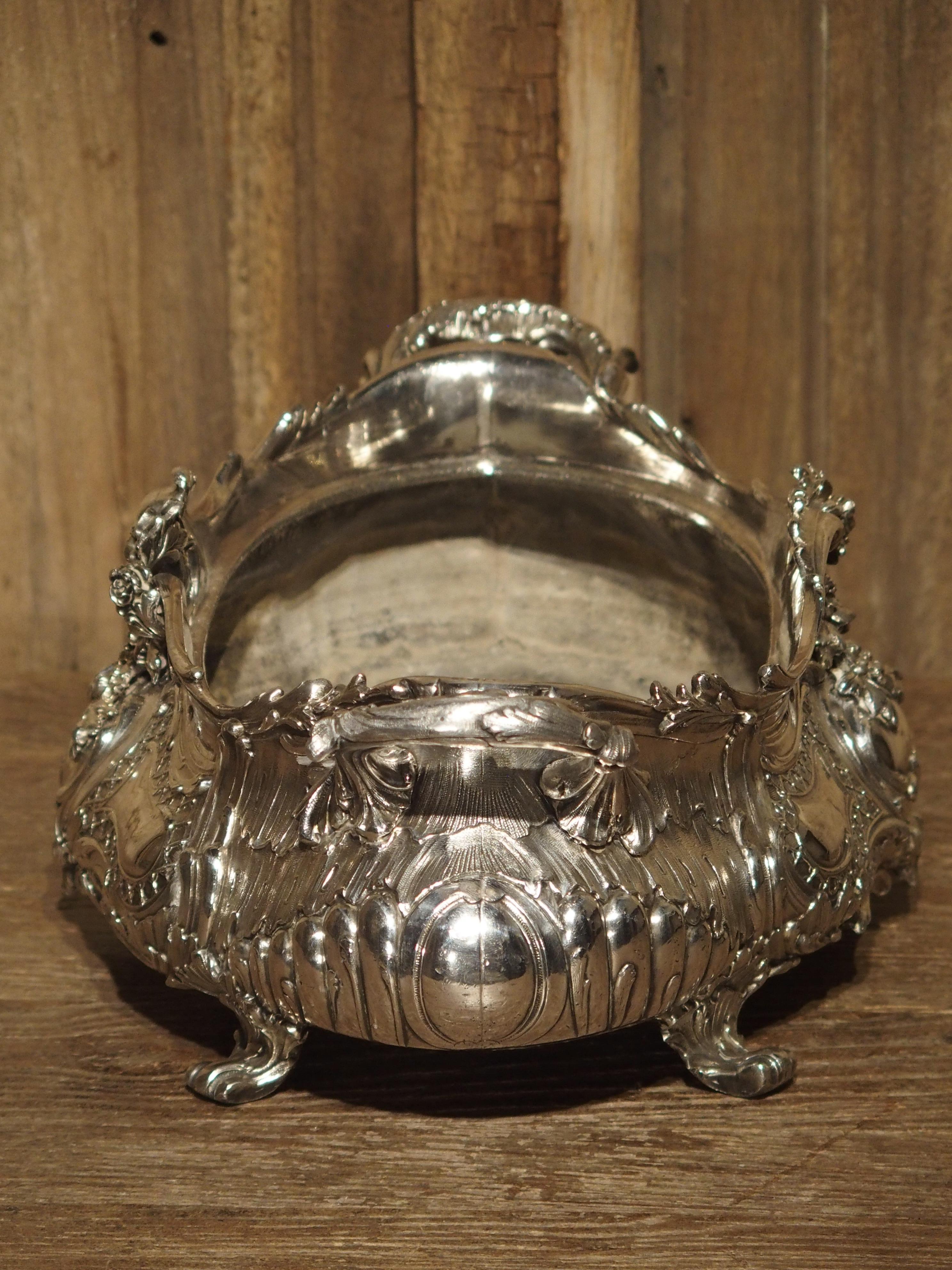 Antique Silvered Bronze Jardinière from France, 19th Century 1