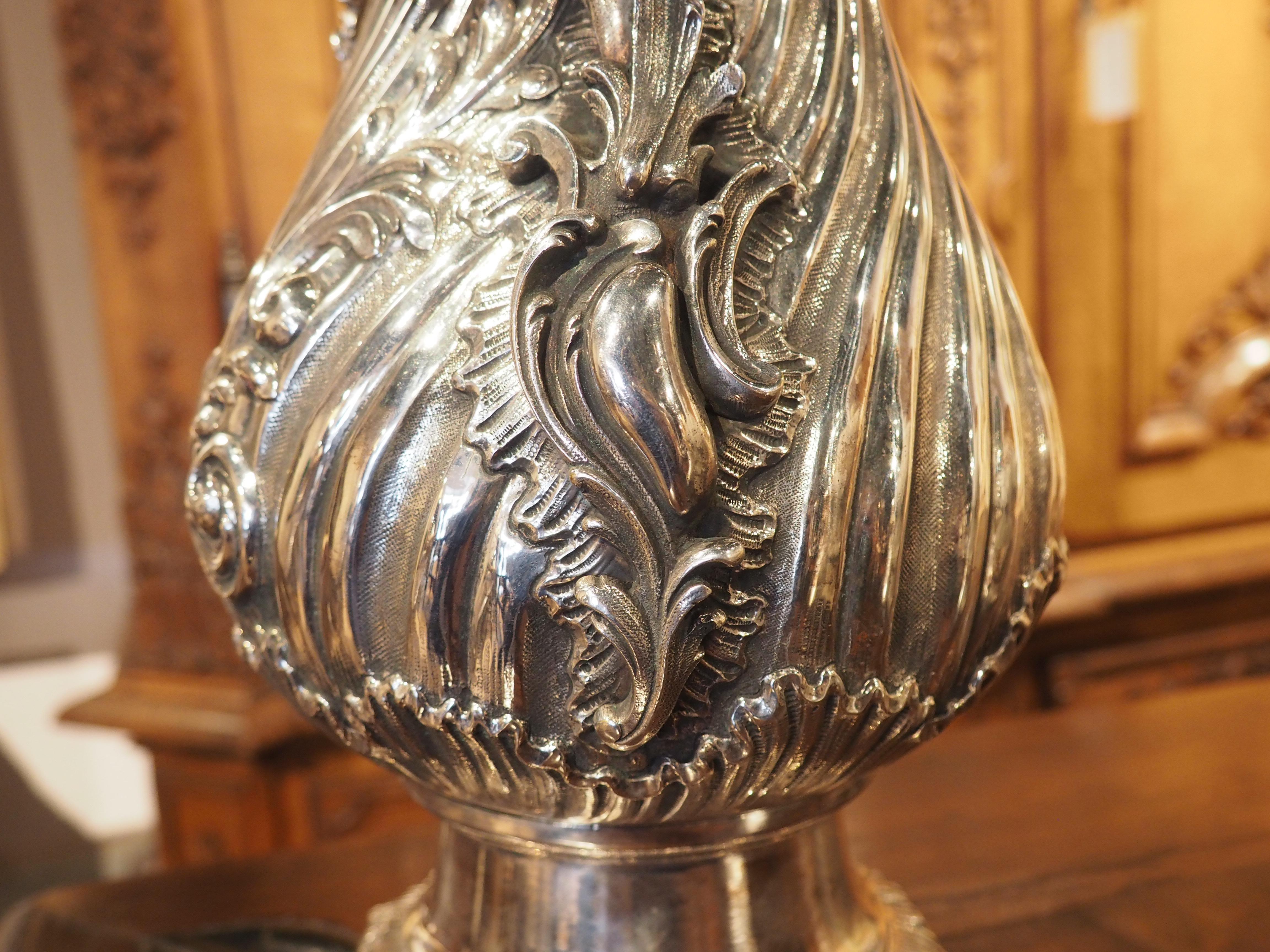 Antique Silvered Bronze Pitcher from France, Circa 1890 For Sale 13
