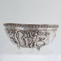 Antique Silvered Bronze Roman or Archaeological Revival Bowl by E F Caldwell