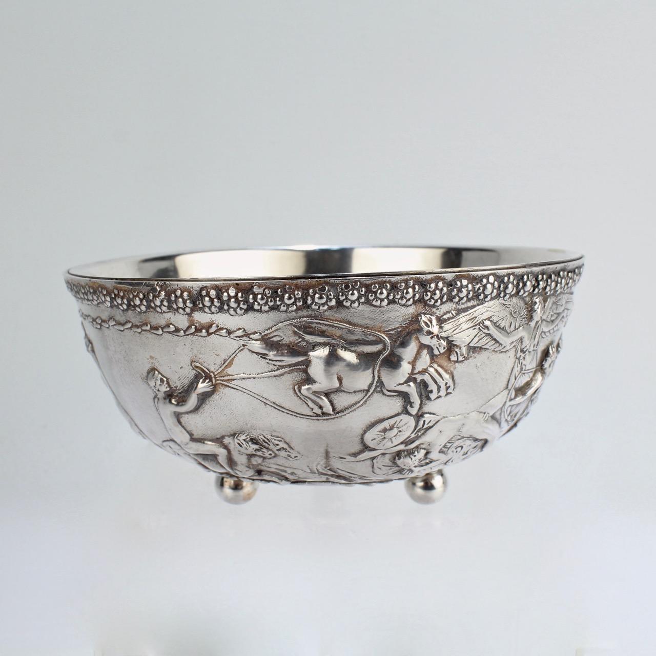 Antiguo cuenco de bronce plateado de renacimiento romano o arqueológico de E. F. Caldwell Renacimiento etrusco en venta