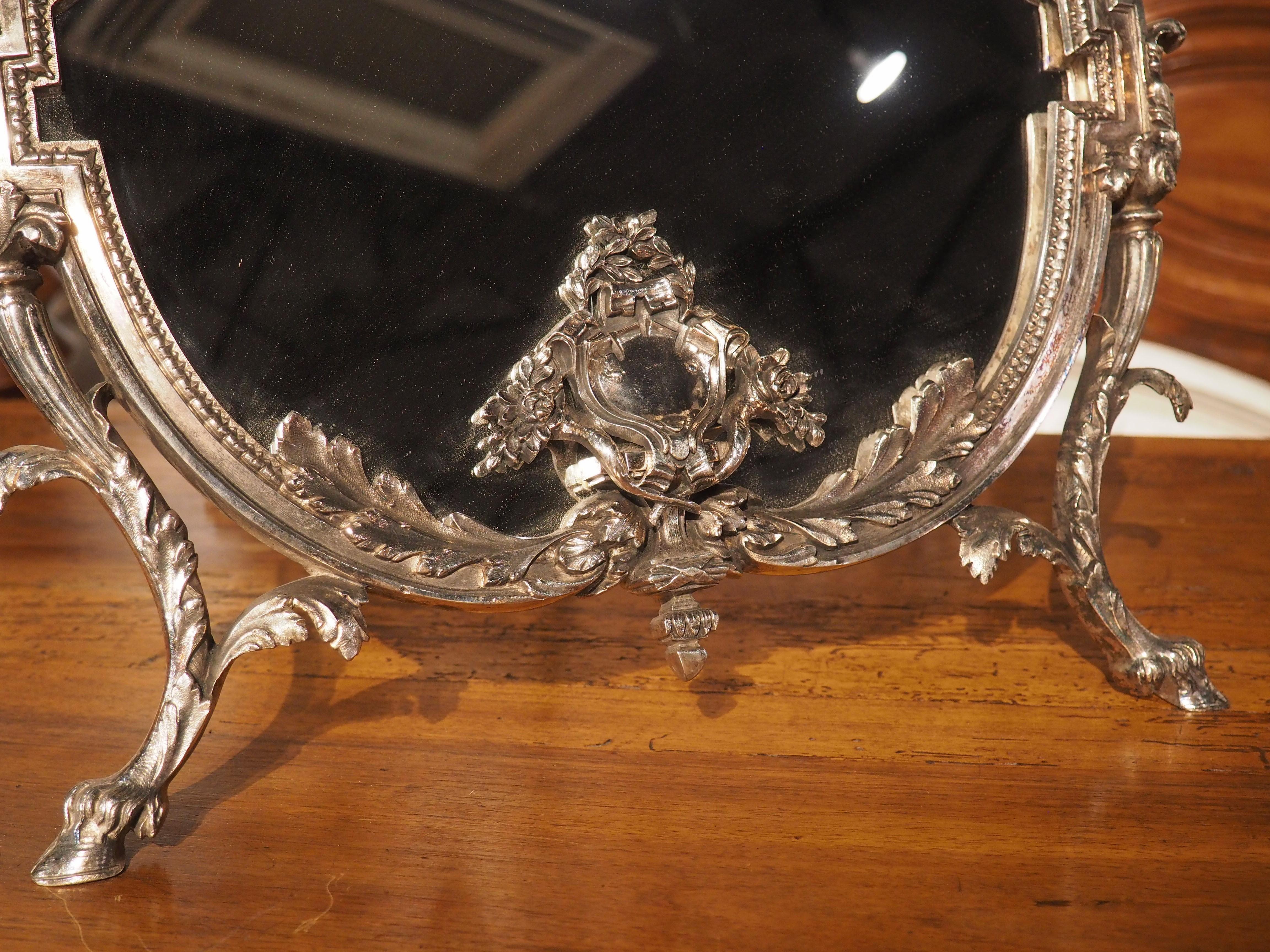 Antique Silvered Bronze Table Mirror from France, circa 1890 3