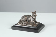 Antique Silvered Deer Sculpture, France, 1880s
