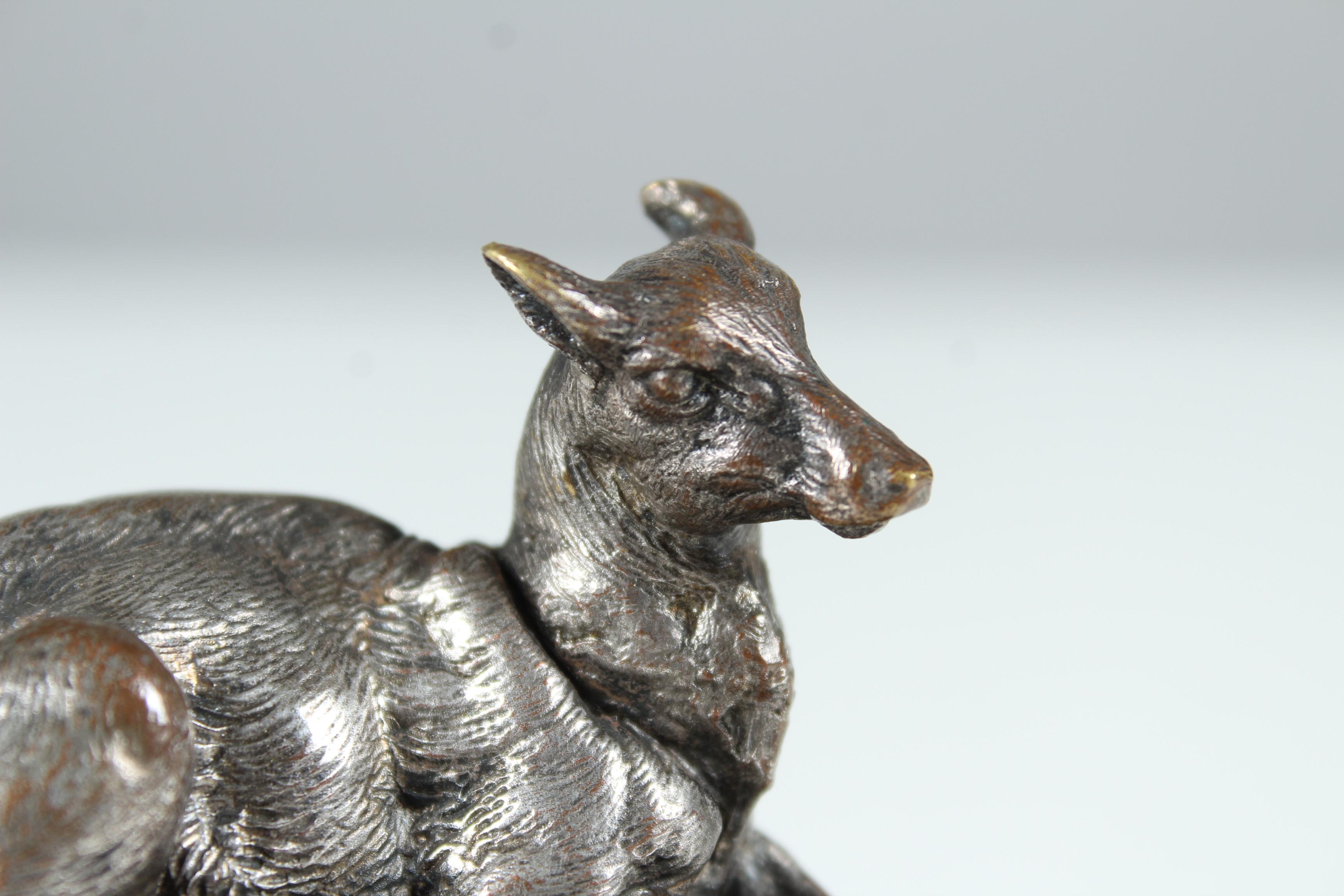 Late Victorian Antique Silvered Deer Sculpture, France, 1880s For Sale
