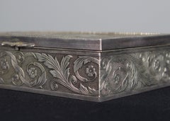 Antique Silvered Jewelry Box, Tavern Scene, France, 1880s