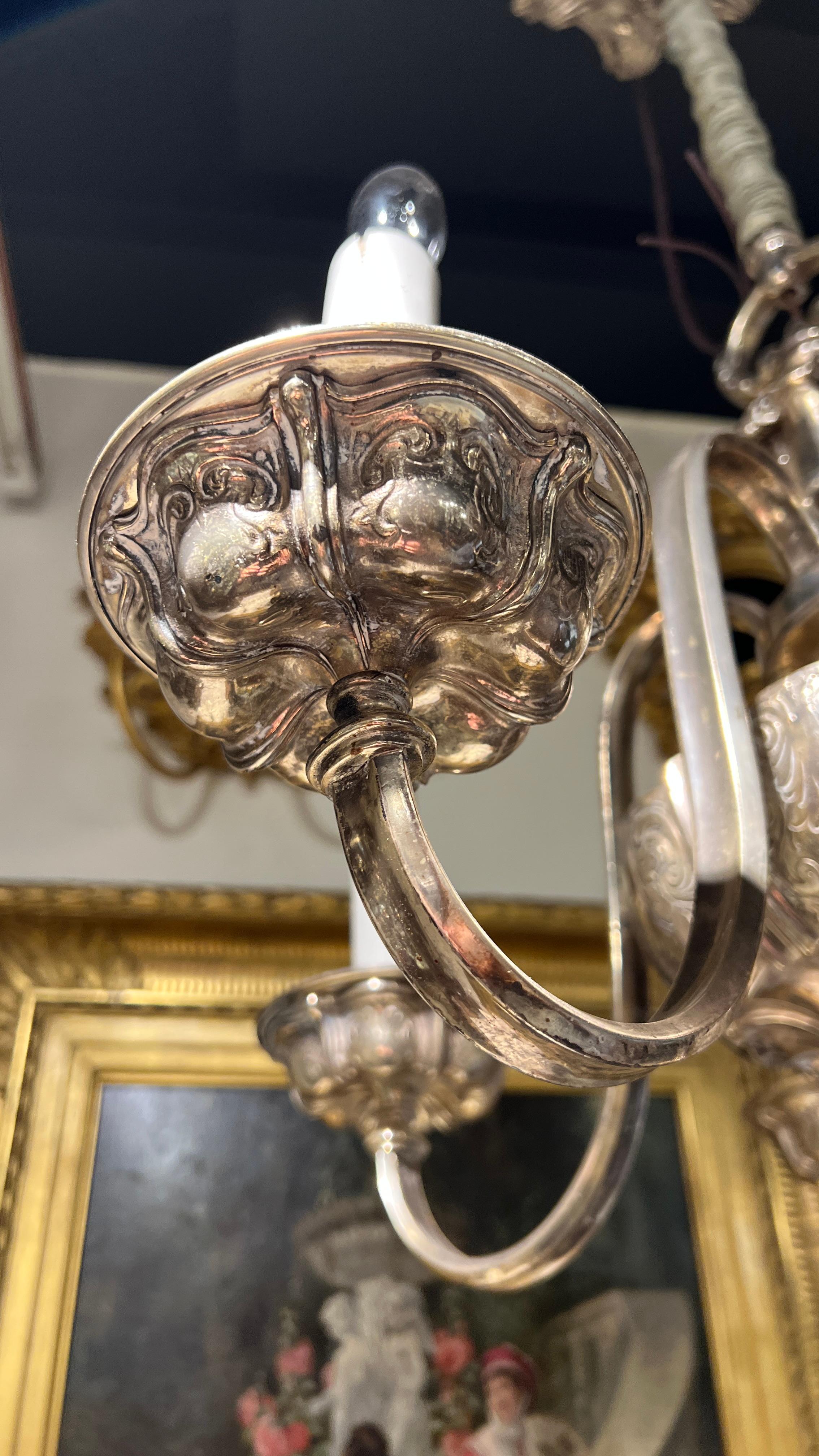 Lustre ancien à 6 lumières attribué à Edward Caldwell en vente 2