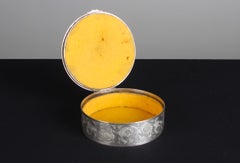 Antique Silvered Round Jewelry Box "The Baptism", France, 1880s