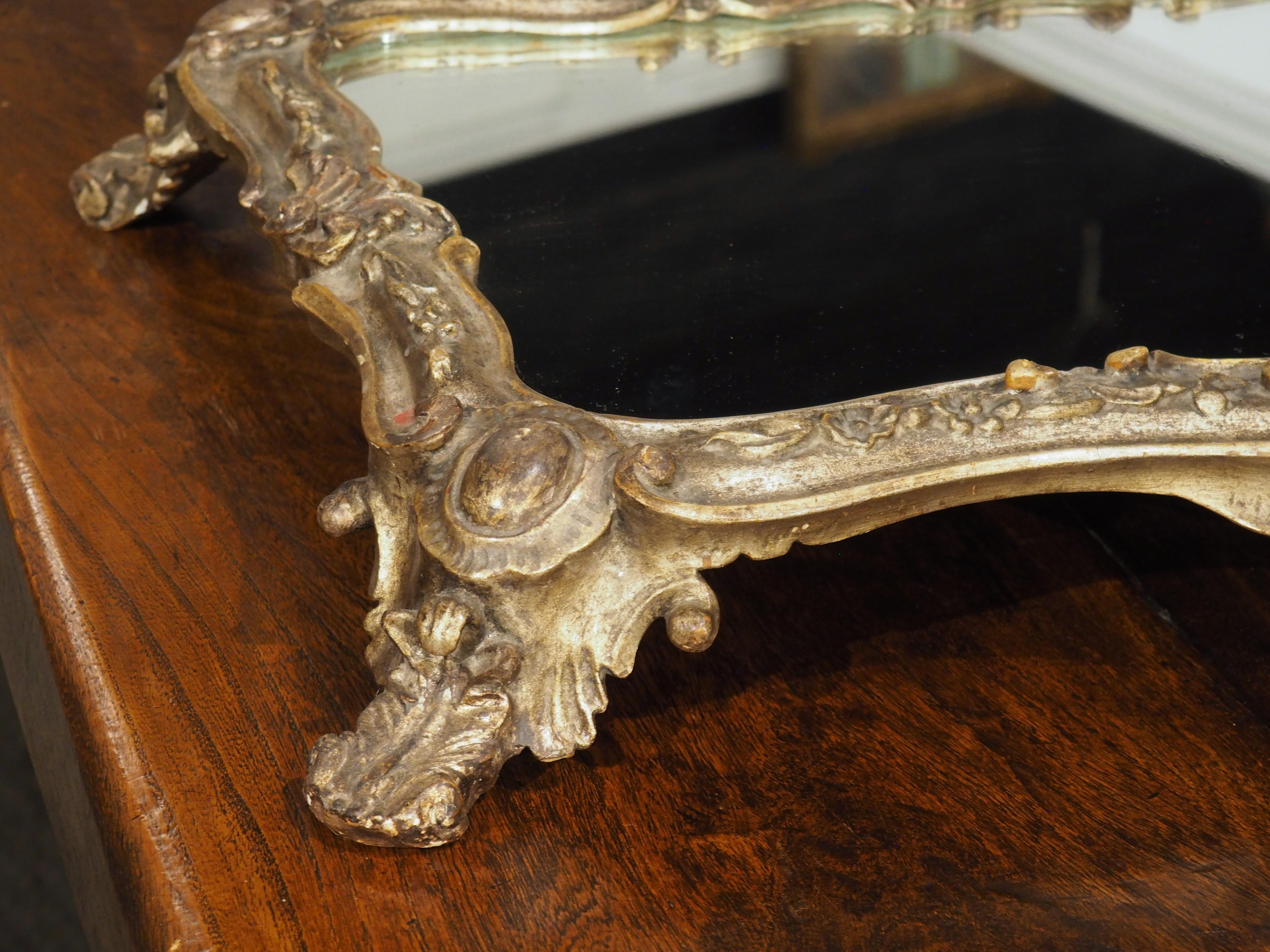 Antique Silvered Wooden and Mirrored Surtout de Table from Italy, Circa 1900 In Good Condition In Dallas, TX