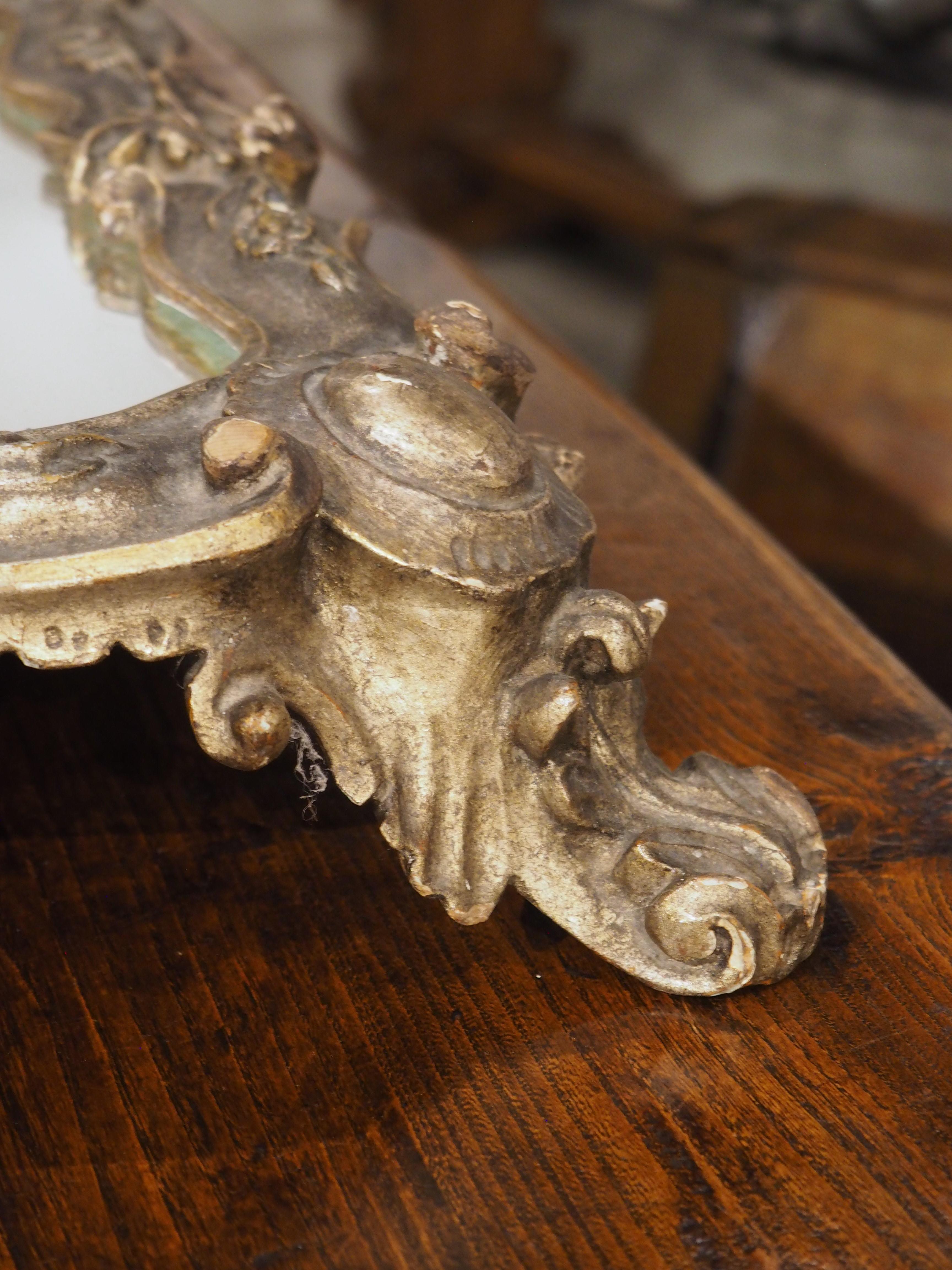 20th Century Antique Silvered Wooden and Mirrored Surtout de Table from Italy, Circa 1900