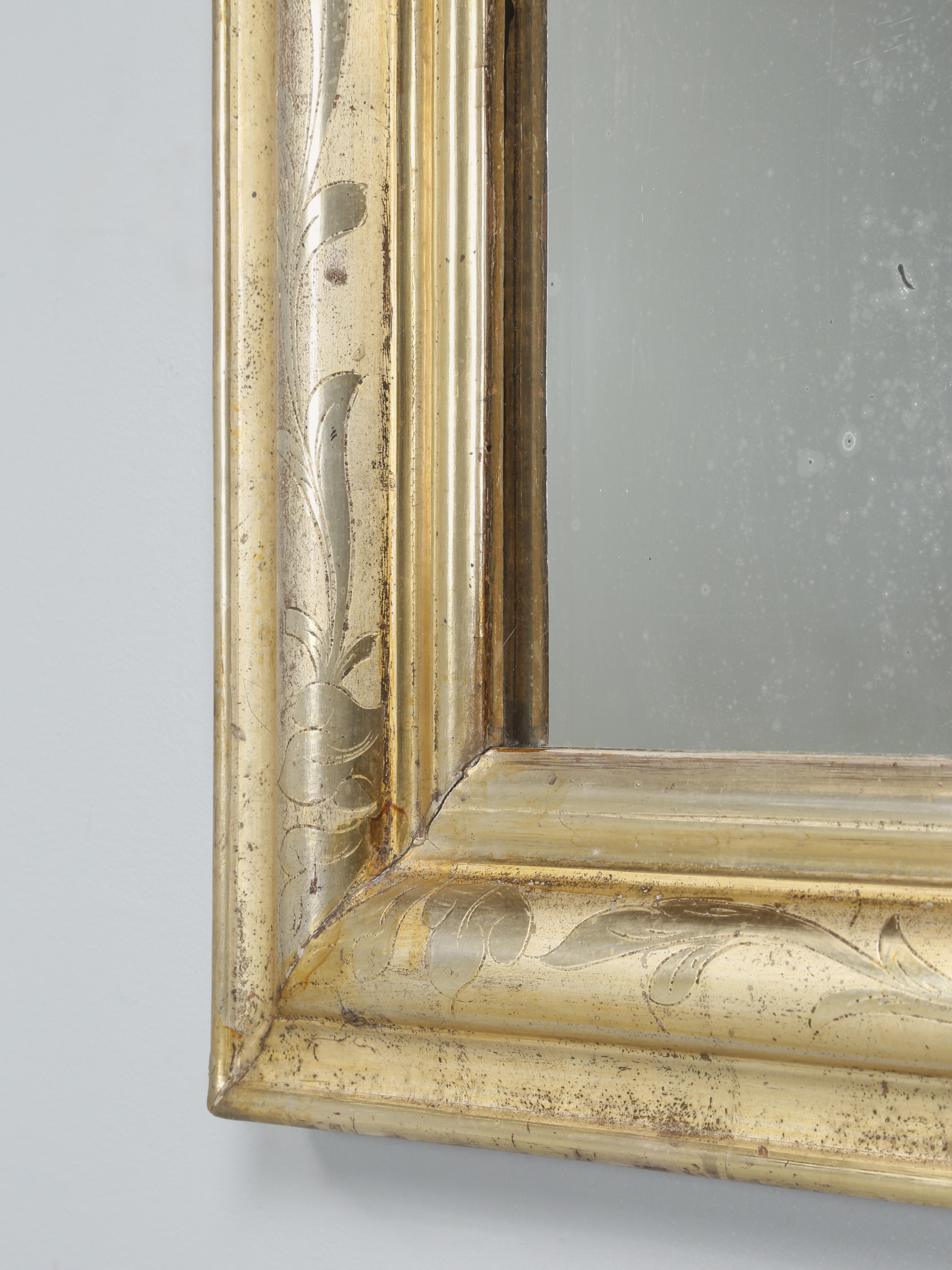 Antiguo Espejo Louis Philippe Todo Original con Cristal Azucarado c1800's en venta 2