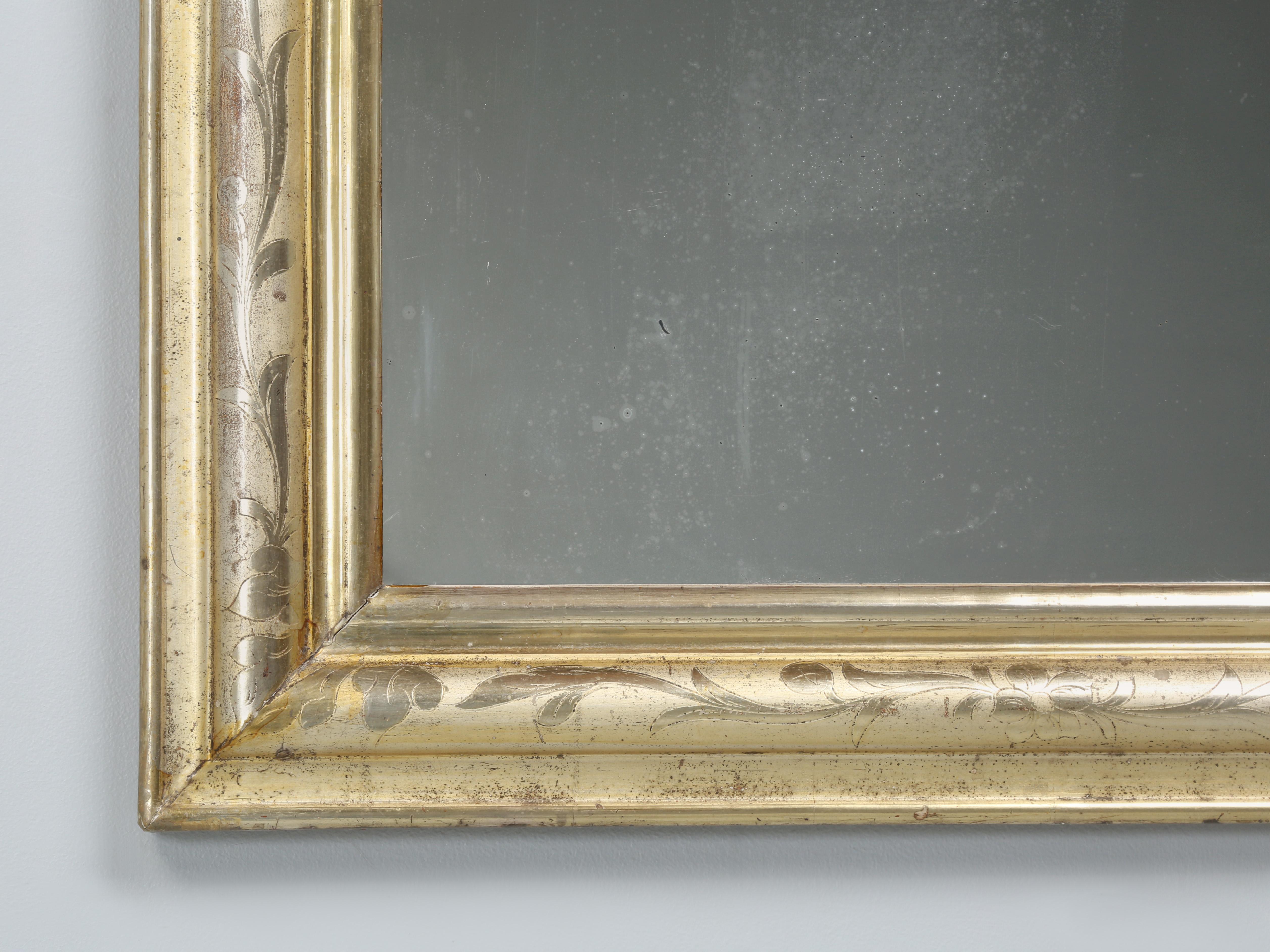 Antiguo Espejo Louis Philippe Todo Original con Cristal Azucarado c1800's en venta 3