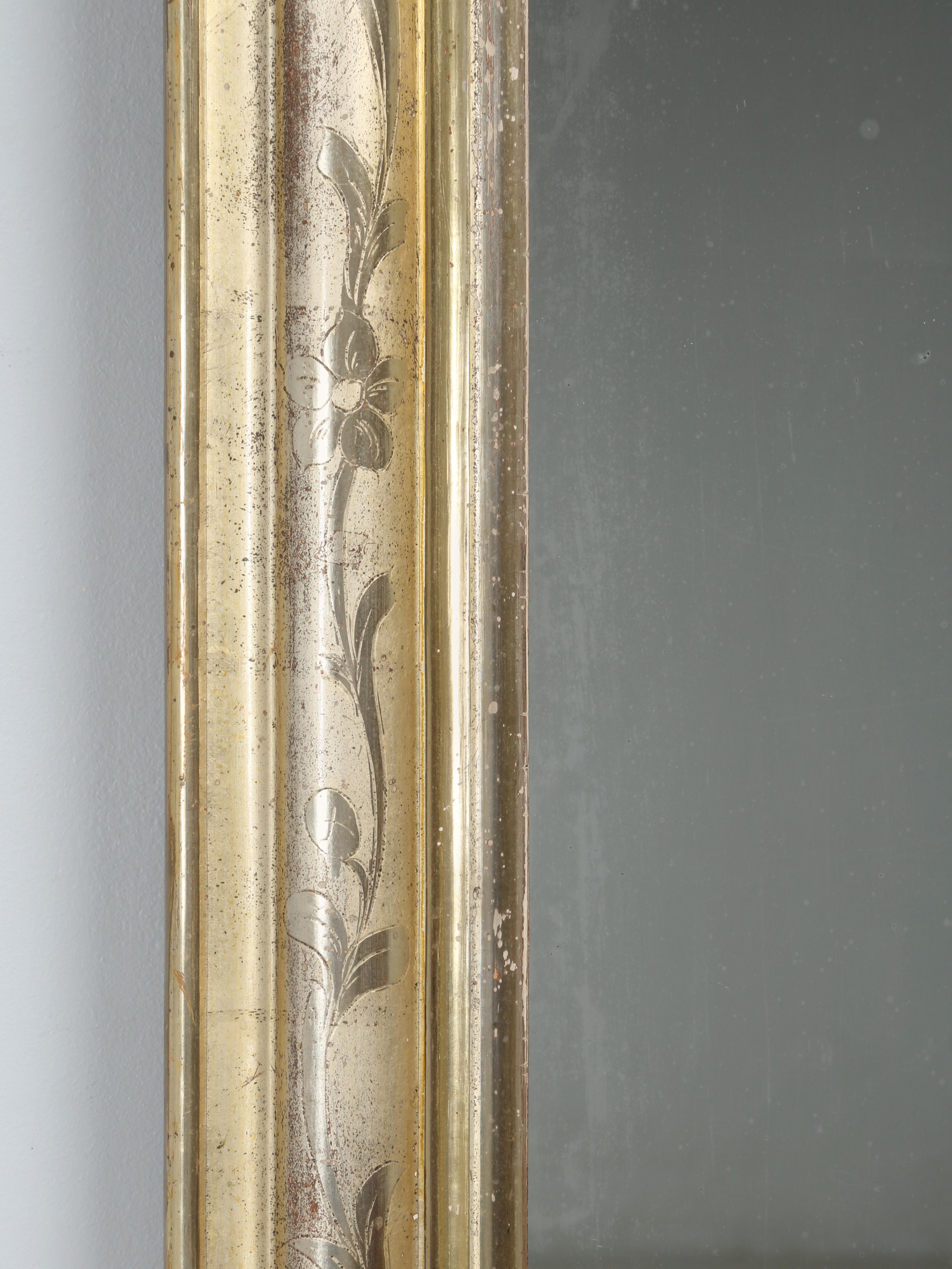 Antiguo Espejo Louis Philippe Todo Original con Cristal Azucarado c1800's en venta 4