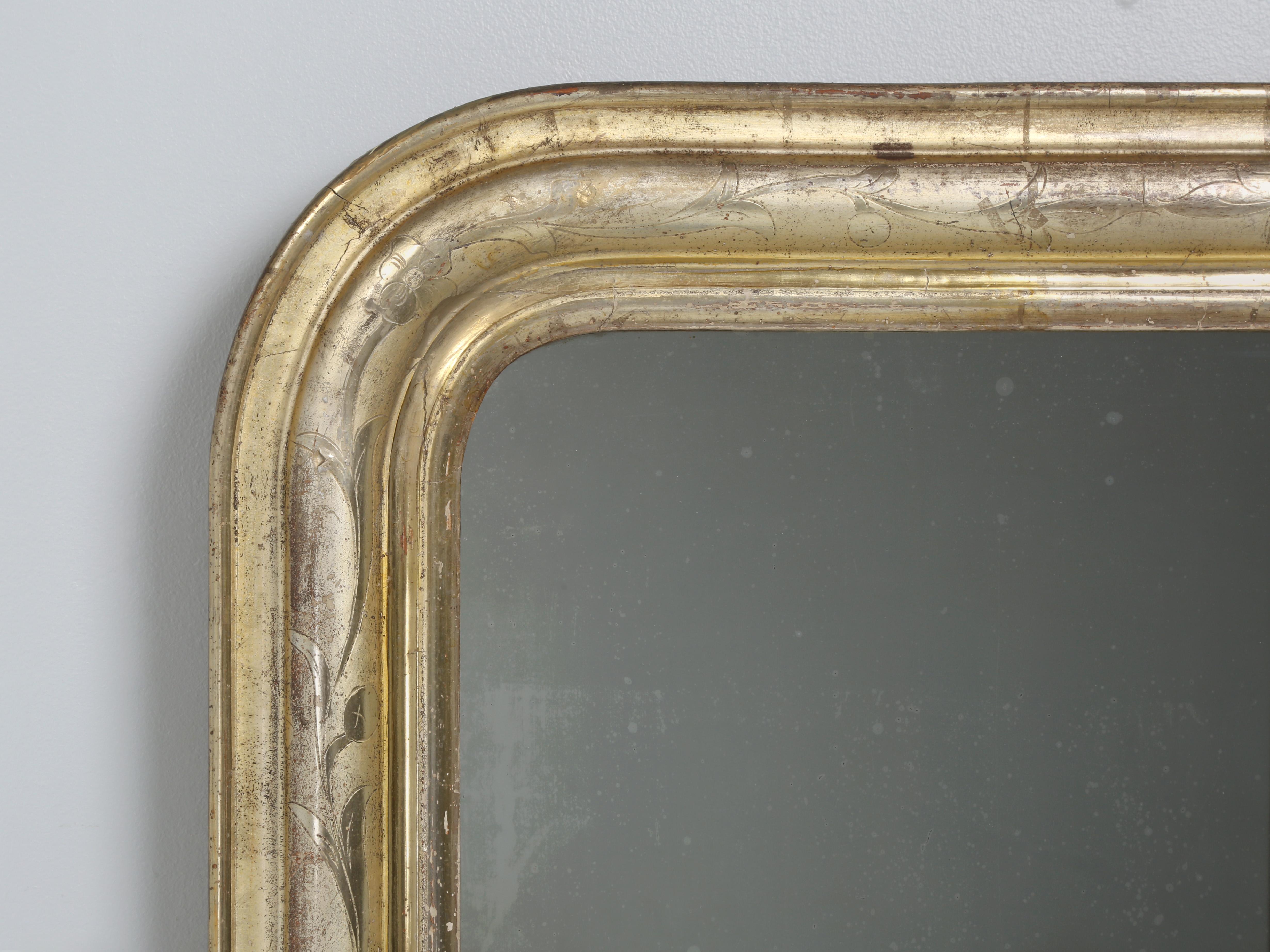Antiguo Espejo Louis Philippe Todo Original con Cristal Azucarado c1800's Luis Felipe en venta