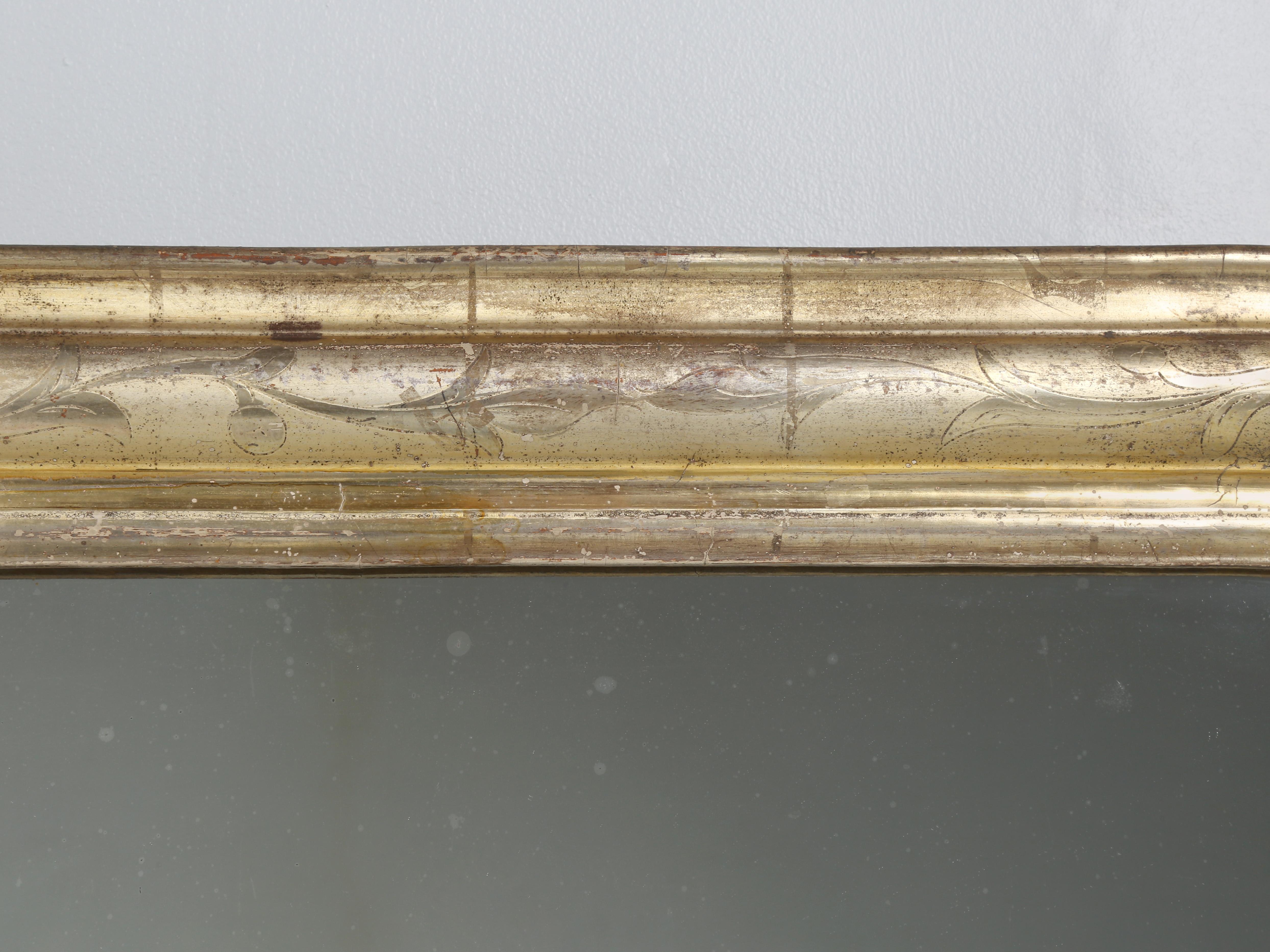 Antiguo Espejo Louis Philippe Todo Original con Cristal Azucarado c1800's Francés en venta