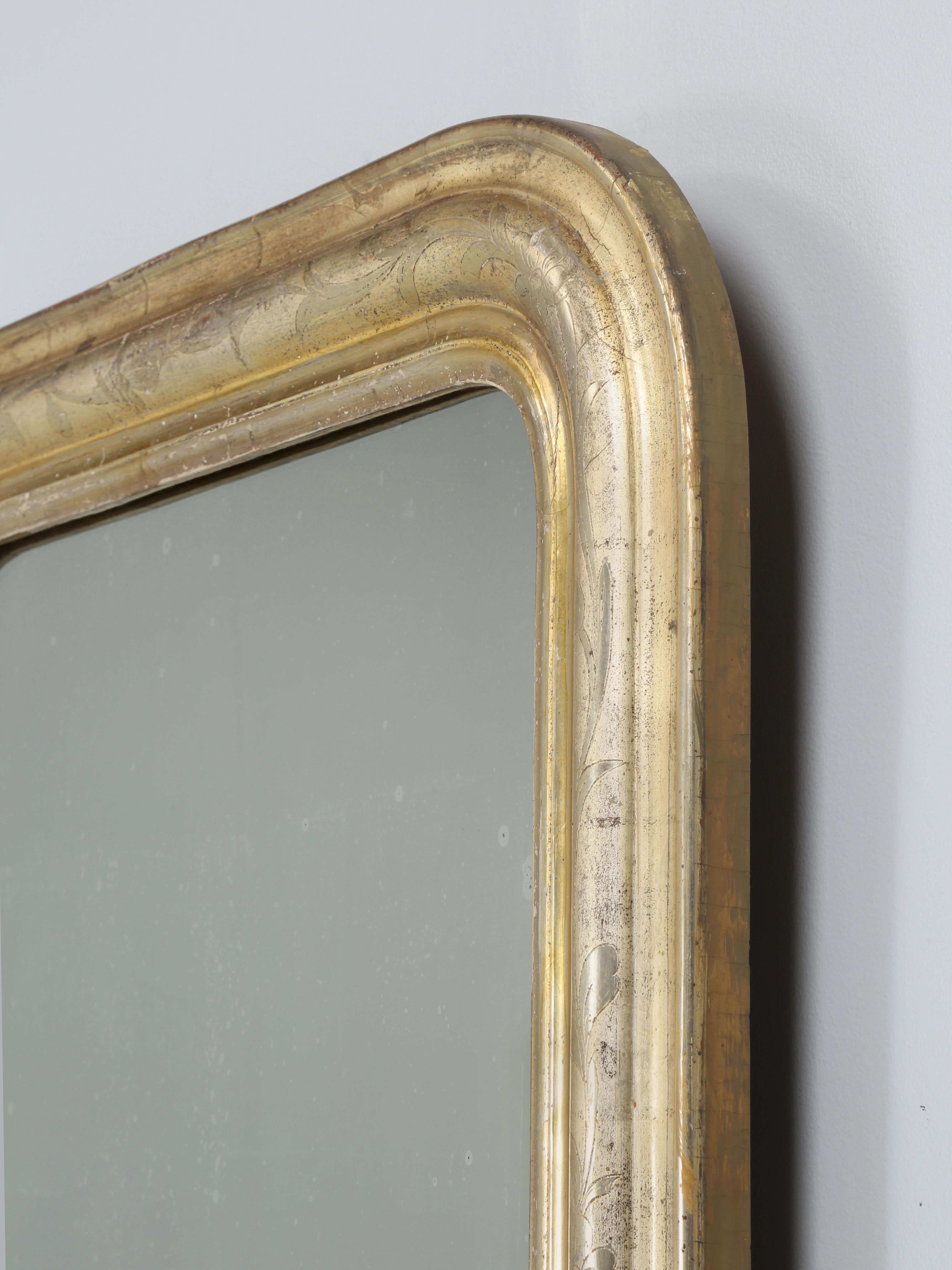 Antiguo Espejo Louis Philippe Todo Original con Cristal Azucarado c1800's en Bueno estado para la venta en Chicago, IL