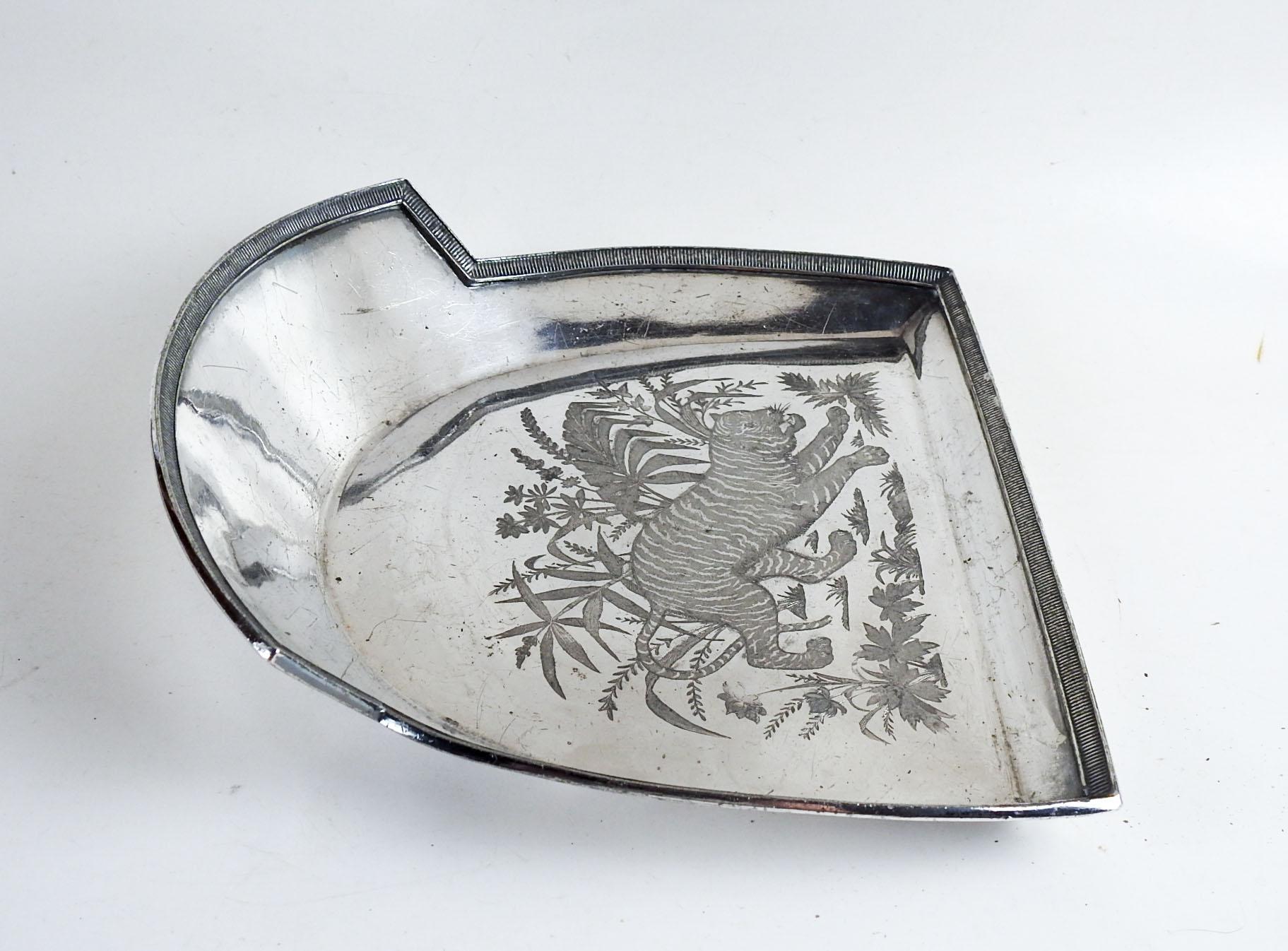 American Antique Silverplate Aesthetic Tiger Tray For Sale
