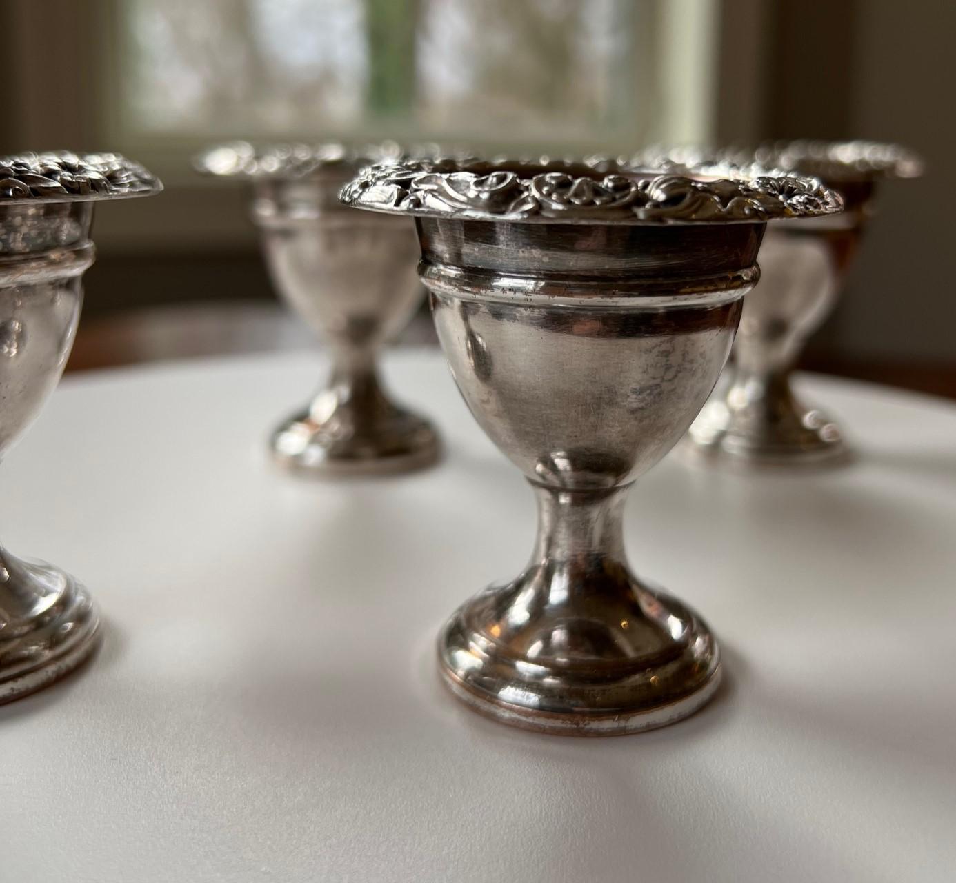 Metalwork Antique Silverplate and Gilt Egg Cups - Set of 4 For Sale