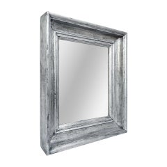 Antique Mirror francese in legno d'argento, 1890 circa