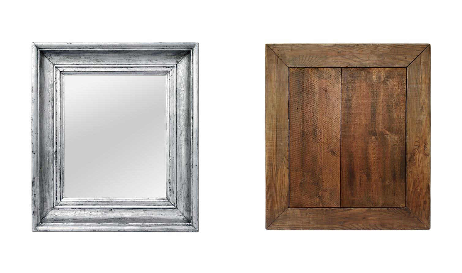 Fin du XIXe siècle Miroir français ancien en bois d'argent, vers 1890 en vente