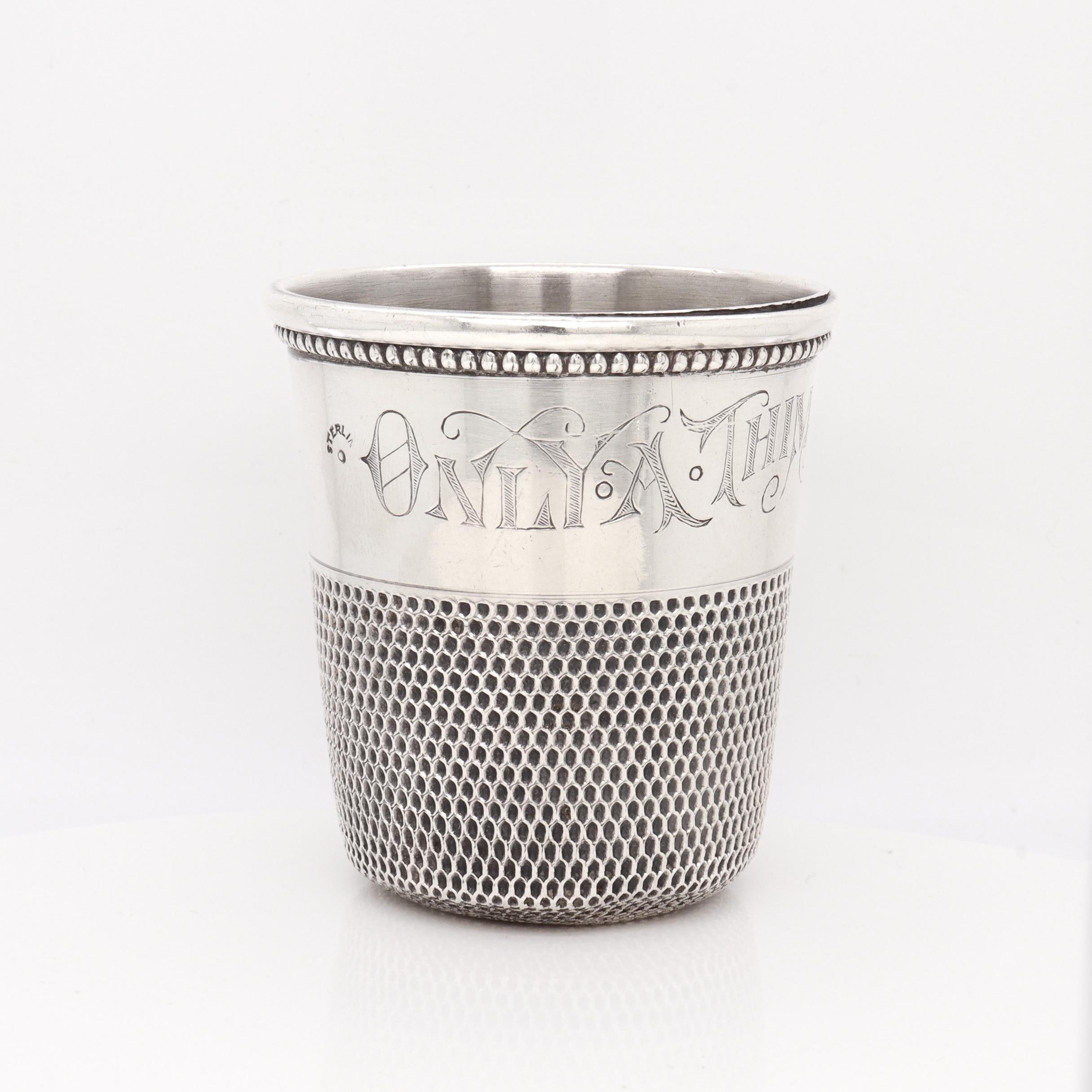 Edwardian Antique Simmons Bros Sterling Silver Only A Thimble Full Liquor Measure / Jigger For Sale