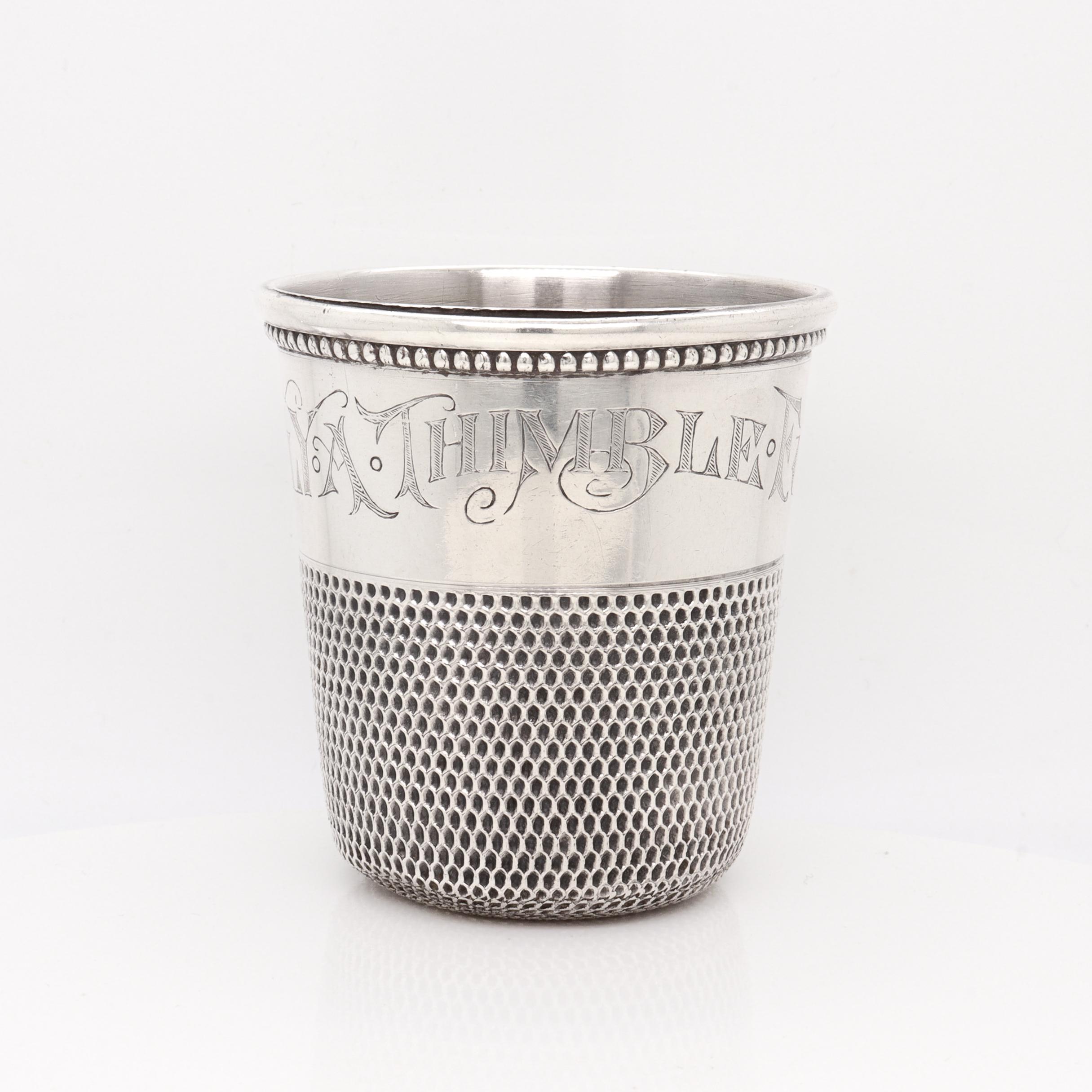 American Antique Simmons Bros Sterling Silver Only A Thimble Full Liquor Measure / Jigger For Sale