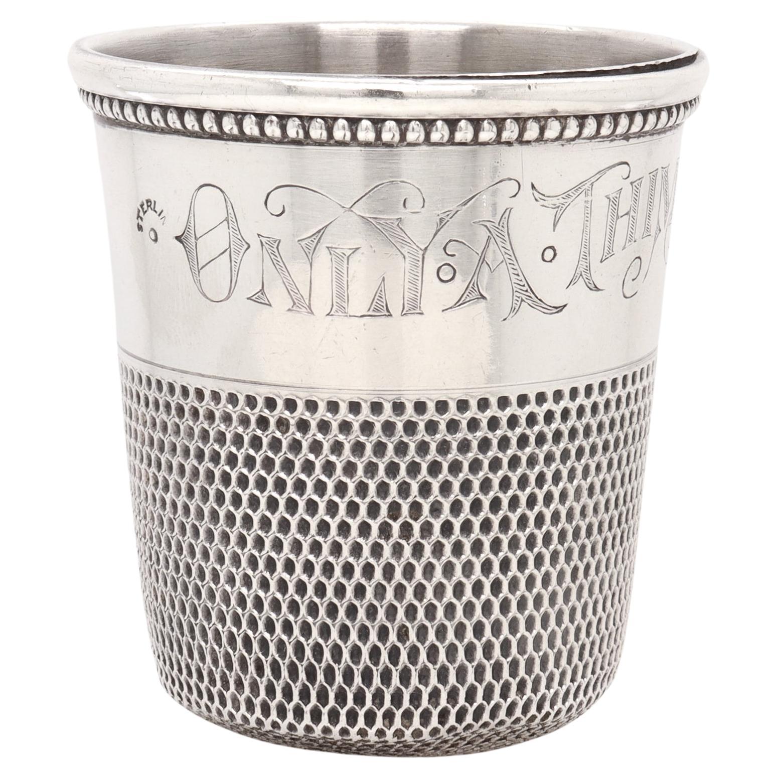 Antique Simmons Bros Sterling Silver Only A Thimble Full Liquor Measure / Jigger For Sale