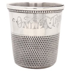 Antique Simmons Bros Sterling Silver Only A Thimble Full Liquor Measure / Jigger