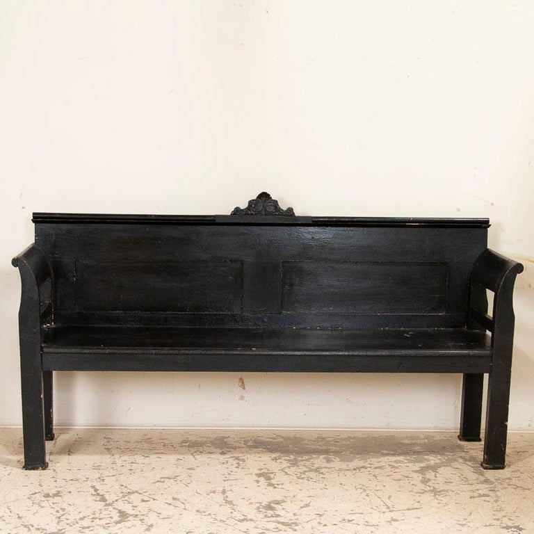 Antique Simple Black Painted Pine Bench from Hungary For ...