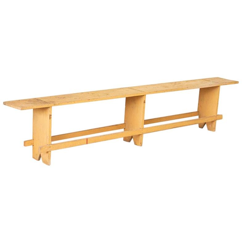Antique Simple Long Pine Bench from Hungary