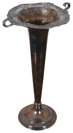 Ancien vase à fleurs Sheraton Simpson Hall Miller Sheffield en métal argenté 15".