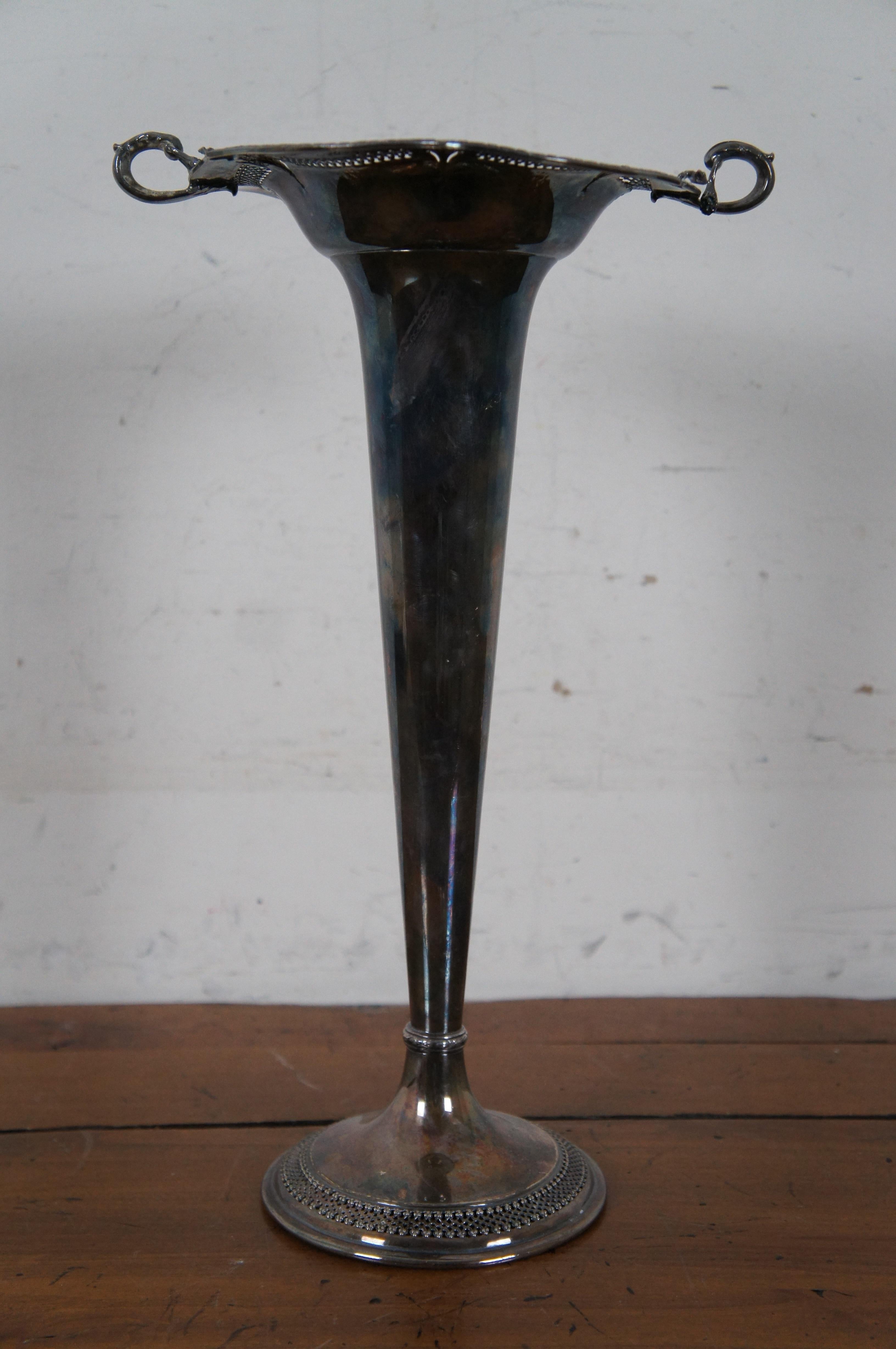 Antique Simpson Hall Miller Sheffield Silver Plate Sheraton Flower Vase In Good Condition In Dayton, OH