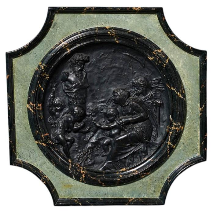 Antique Simulated Marble & Bronzed Copper Wall Plaque For Sale