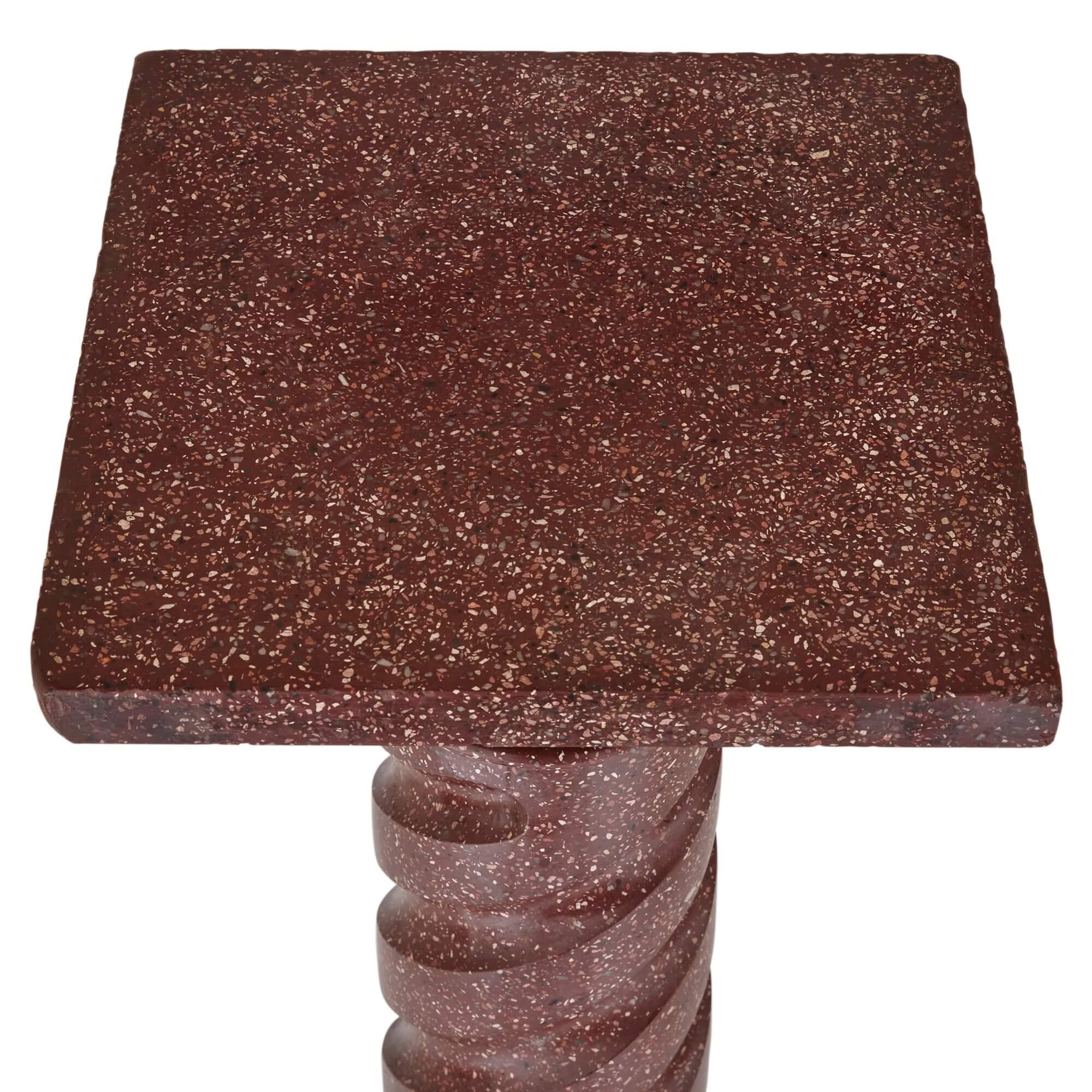 Antique Simulated Porphyry Scagliola Pedestal, Italian In Good Condition For Sale In London, GB