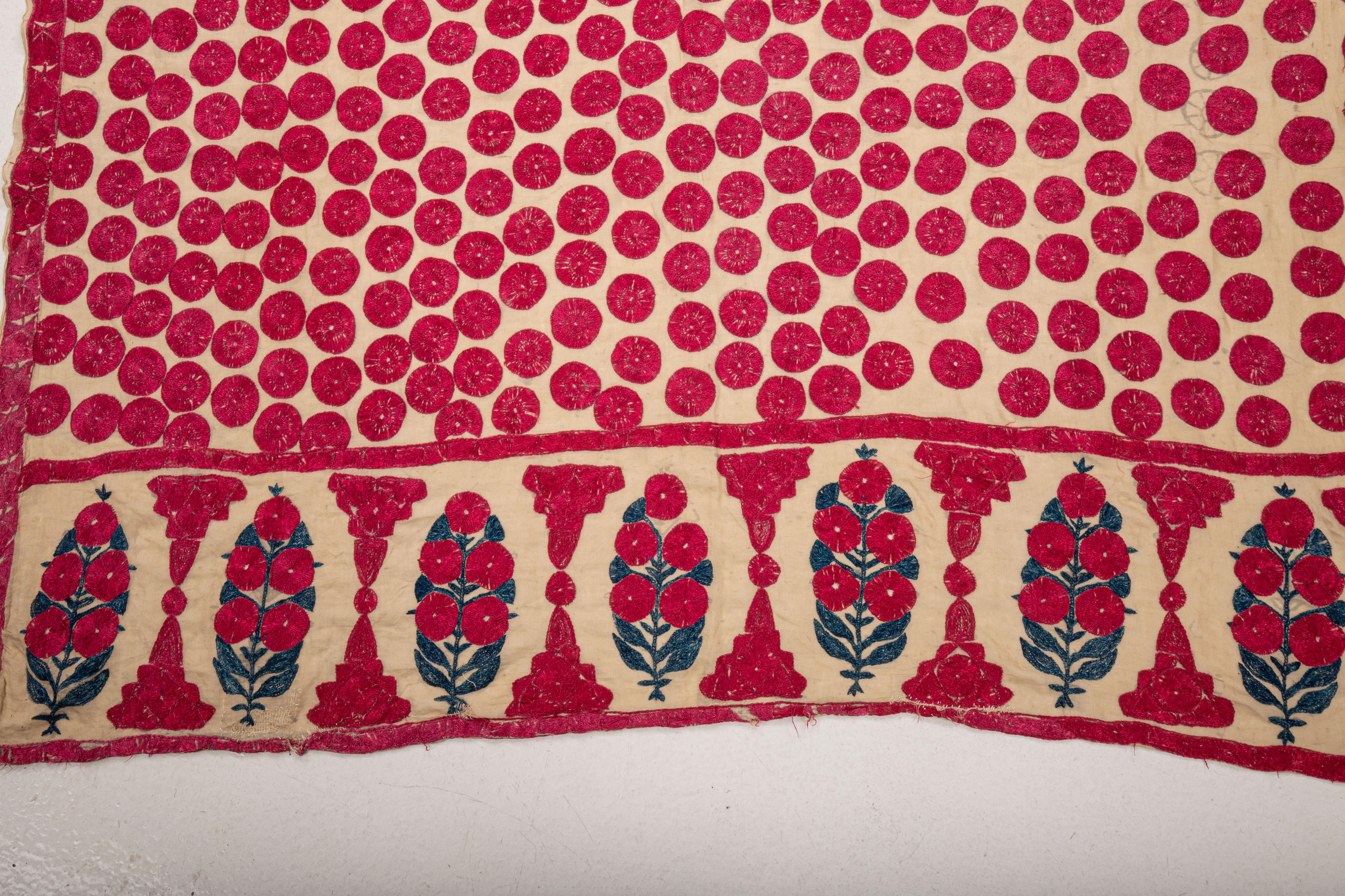 Embroidered Antique Sindh Silk Abochani Shawl, Late 19th / Early 20th C.