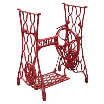 Cast Iron Singer Treadle Sewing Machine Base Console Table Oval Marble ...